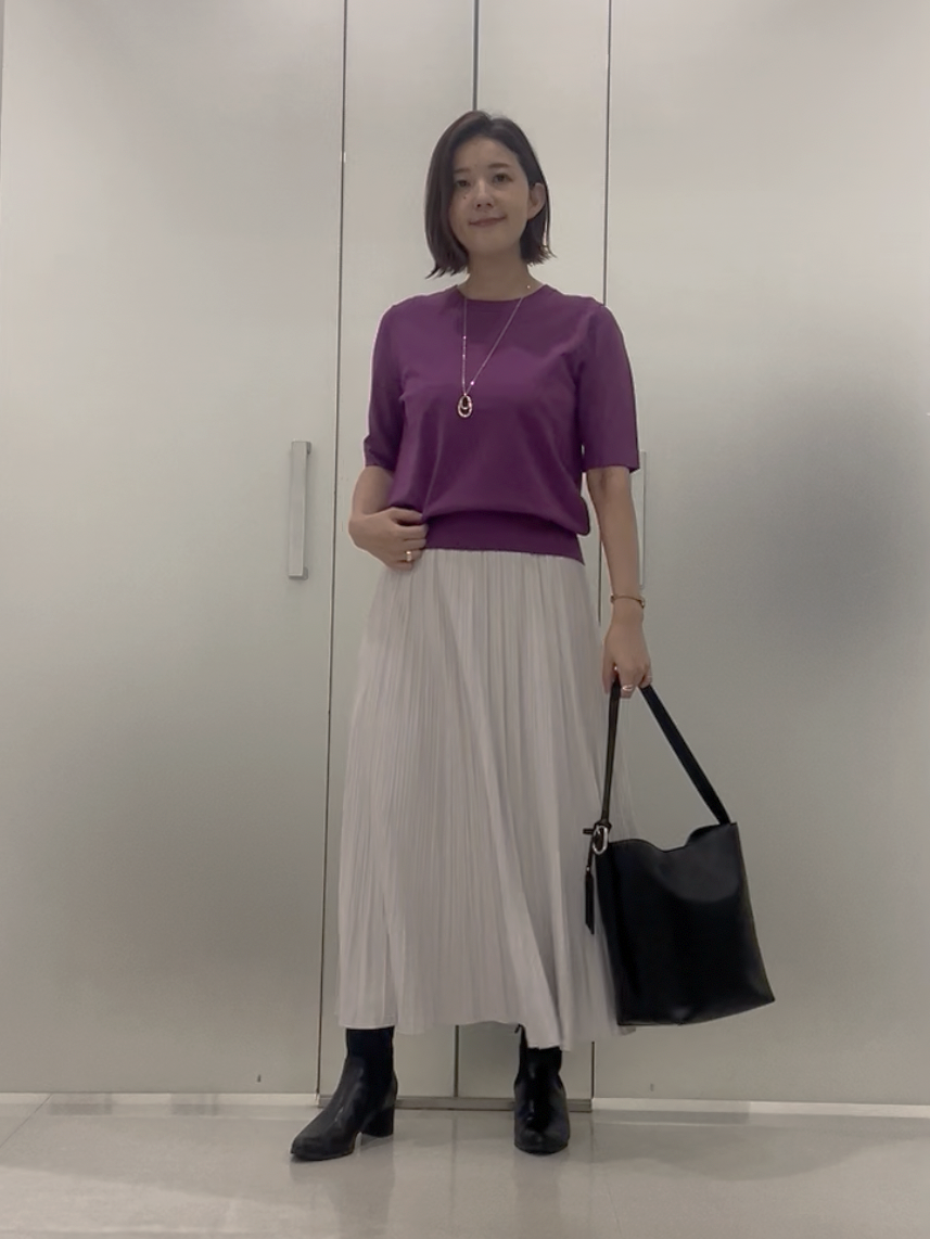 まどかさんの「UNTITLED｜【アンサンブル可/きれいめ/通勤】コンパクト5分袖ニット」を使ったコーディネート