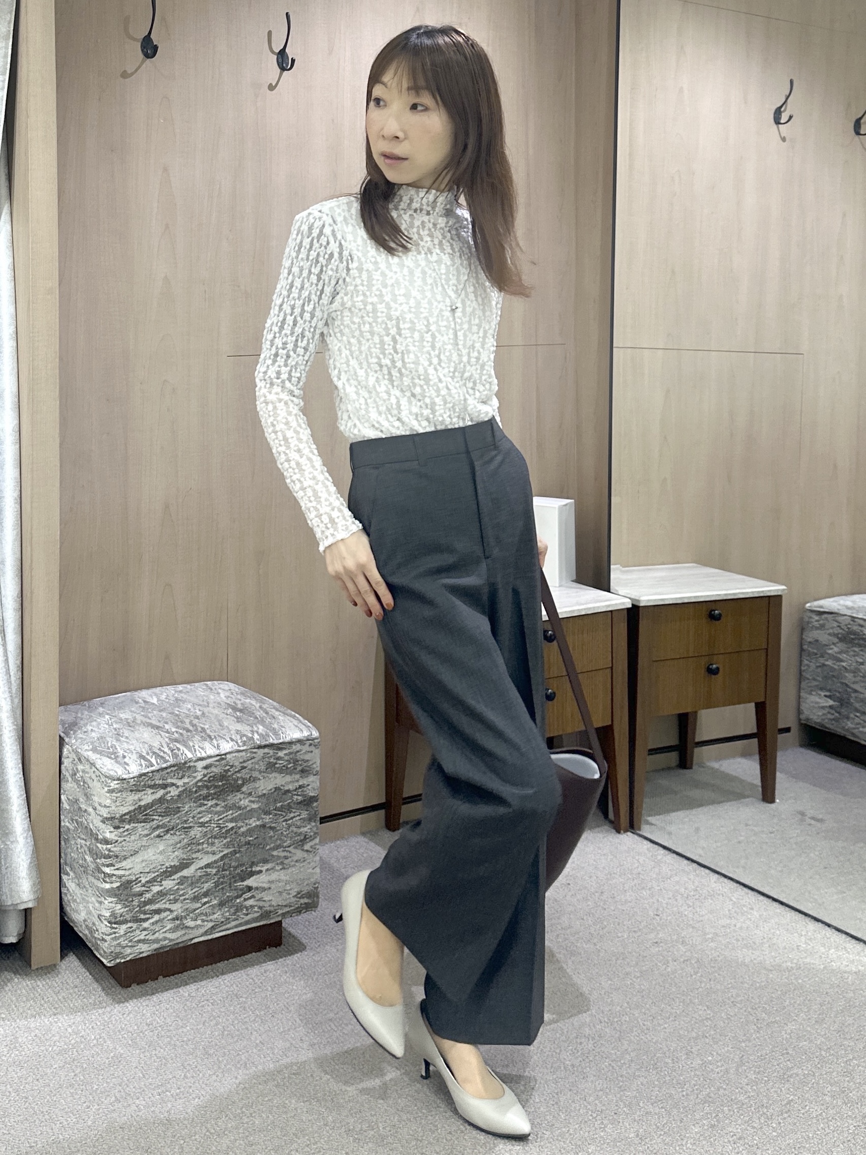 Miwaさんの「UNTITLED｜【重ね着レイヤード】レースハイネックトップス」を使ったコーディネート