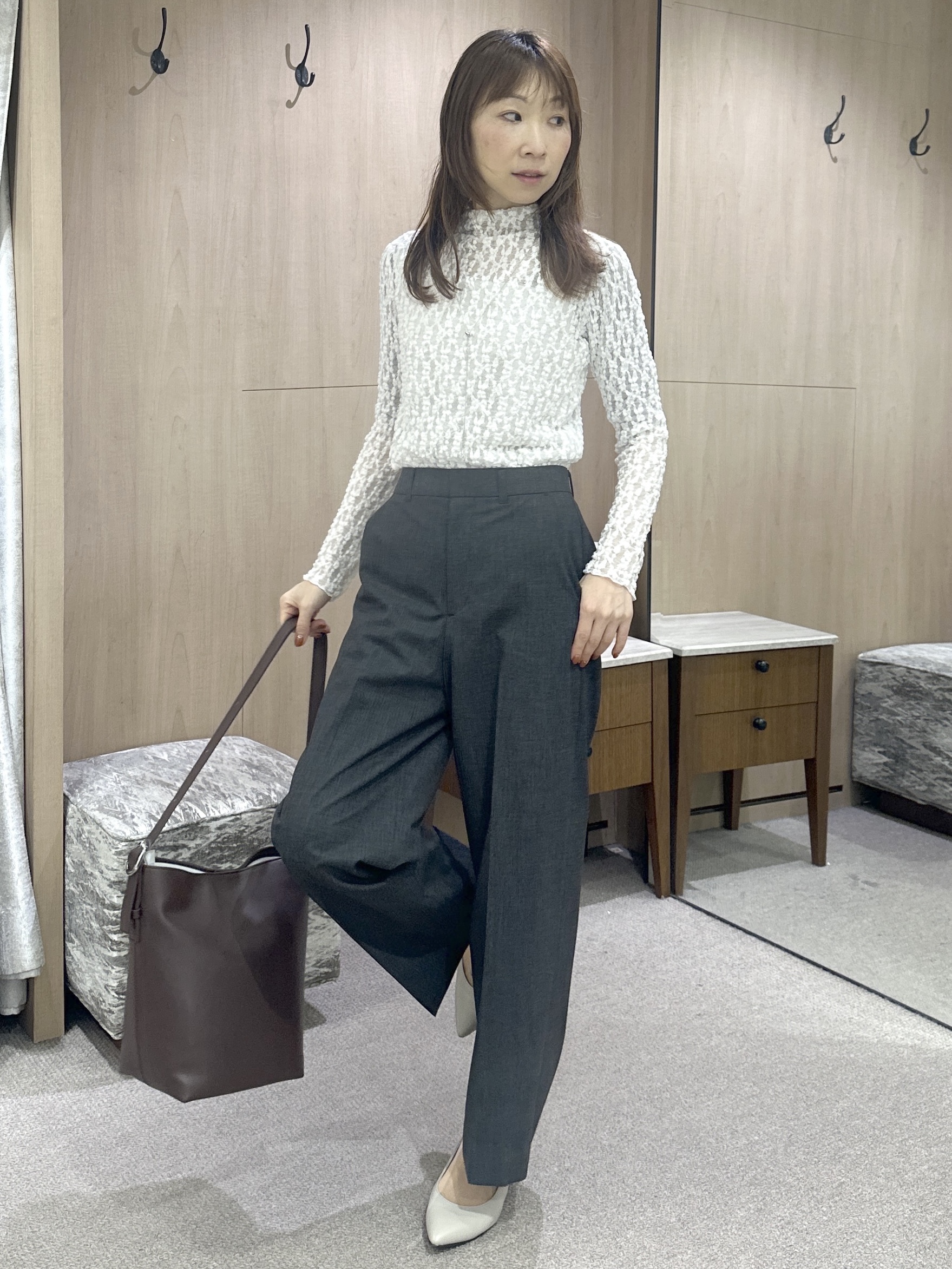 Miwaさんの「UNTITLED｜【重ね着レイヤード】レースハイネックトップス」を使ったコーディネート