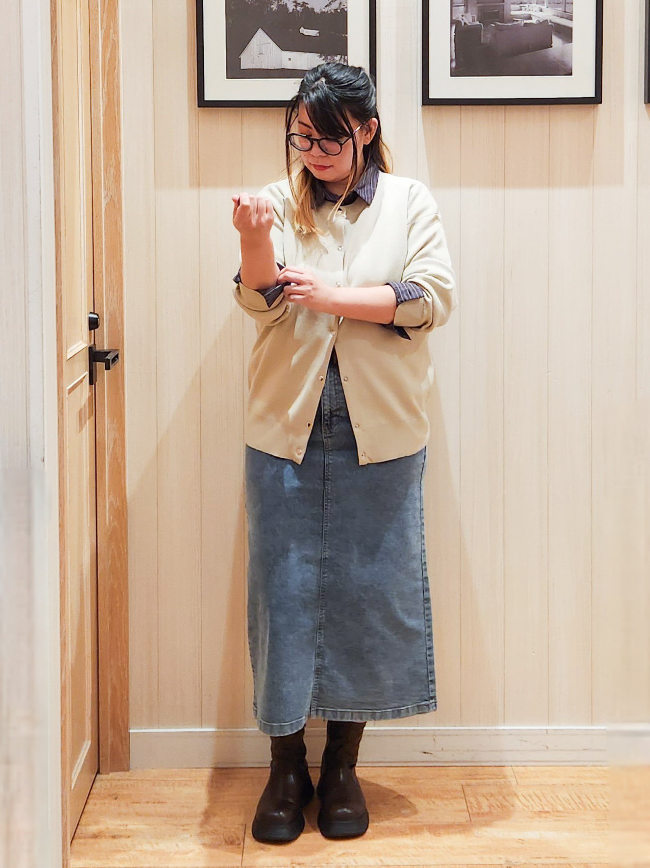 れーやんさんの「SHOO･LA･RUE｜【セットアップ可/洗濯機可】軽やかに羽織れる スポンディッシュ ニットカーディガン」を使ったコーディネート