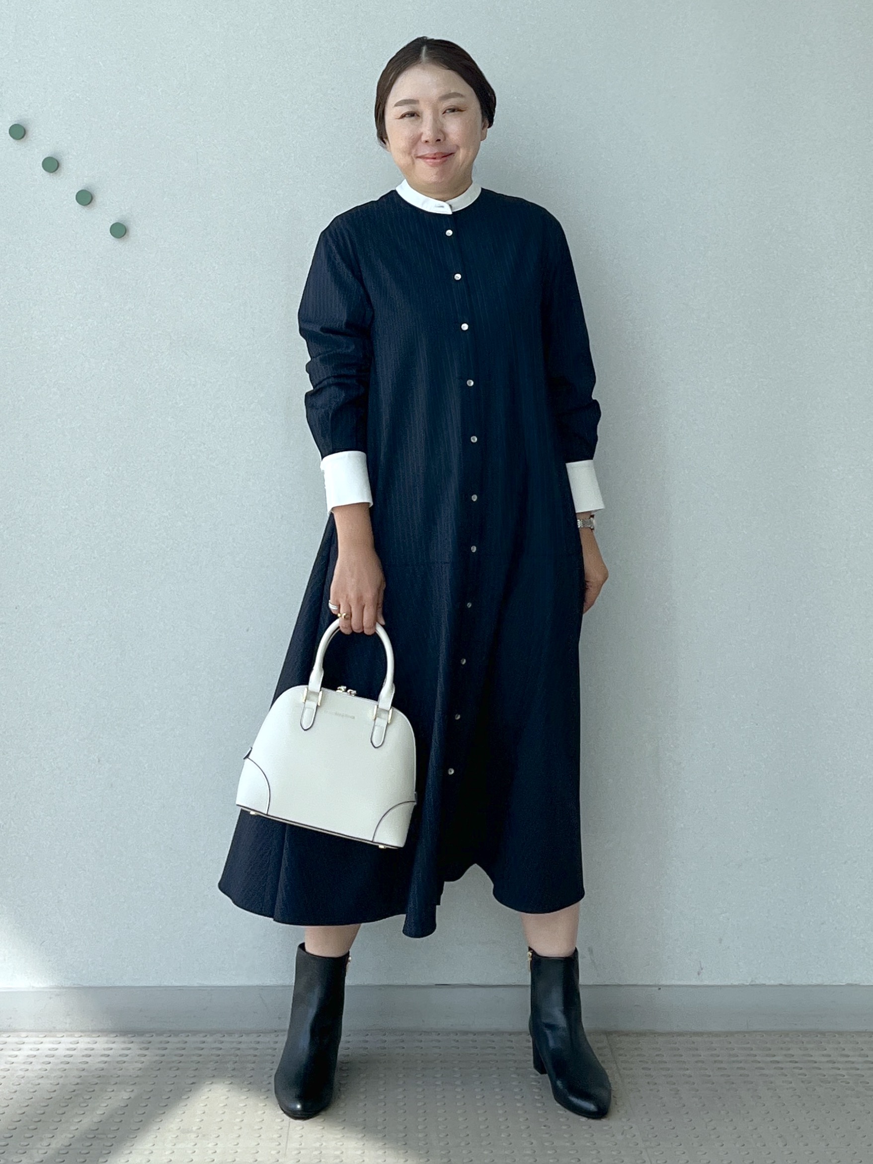 Soeさんの「DRESSTERIOR｜ウォッシャブルストライプシャツワンピース」を使ったコーディネート