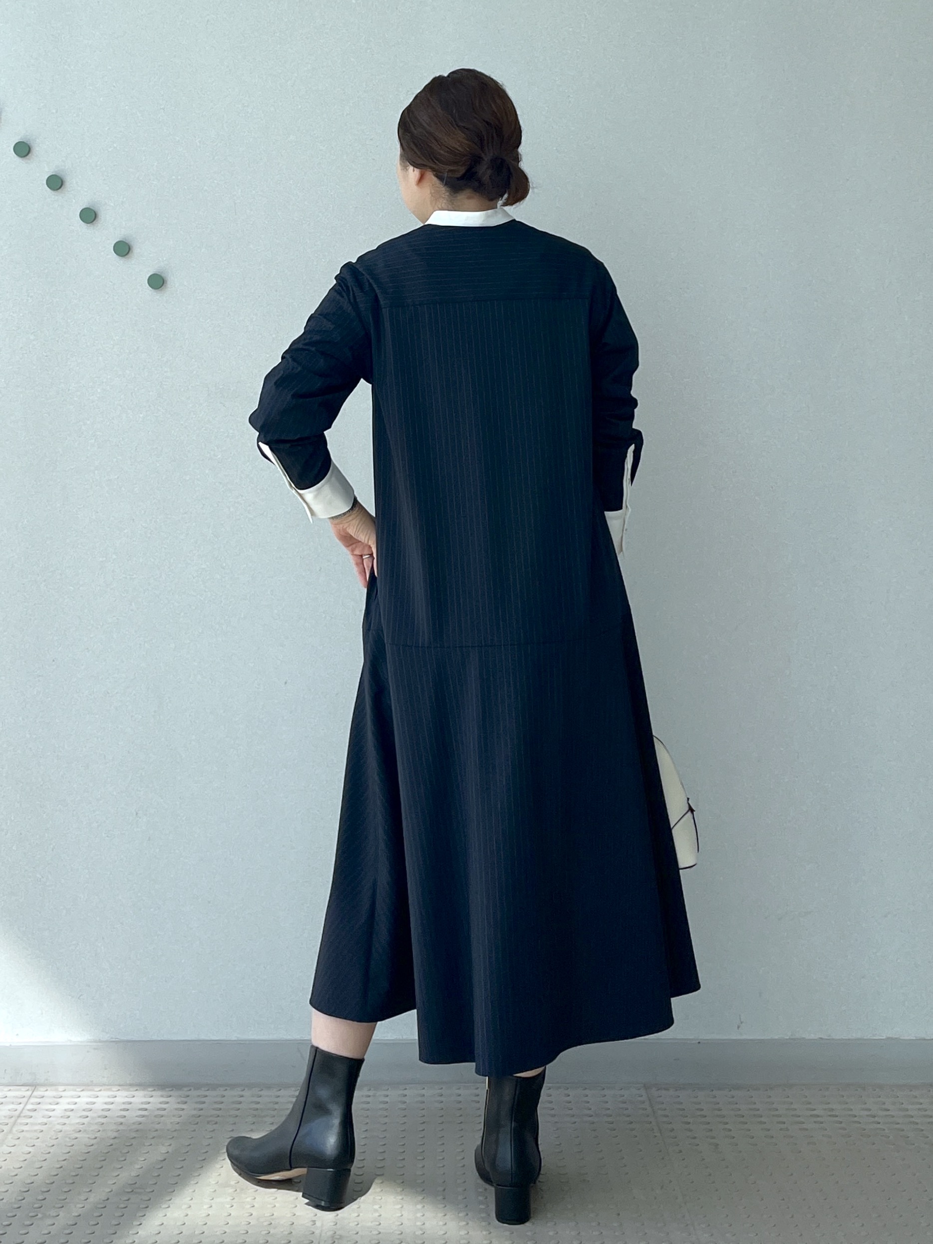 Soeさんの「DRESSTERIOR｜ウォッシャブルストライプシャツワンピース」を使ったコーディネート