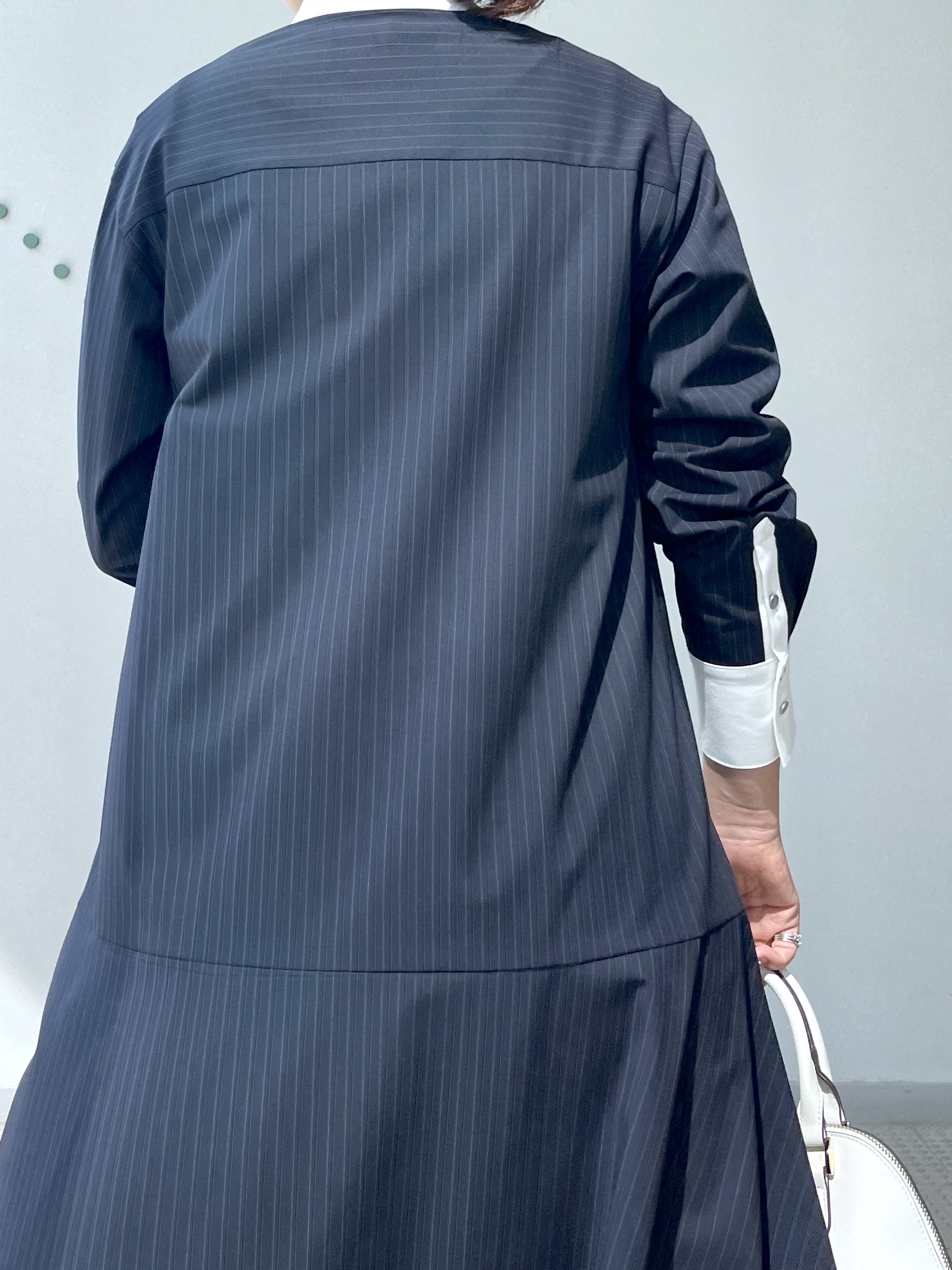 Soeさんの「DRESSTERIOR｜ウォッシャブルストライプシャツワンピース」を使ったコーディネート