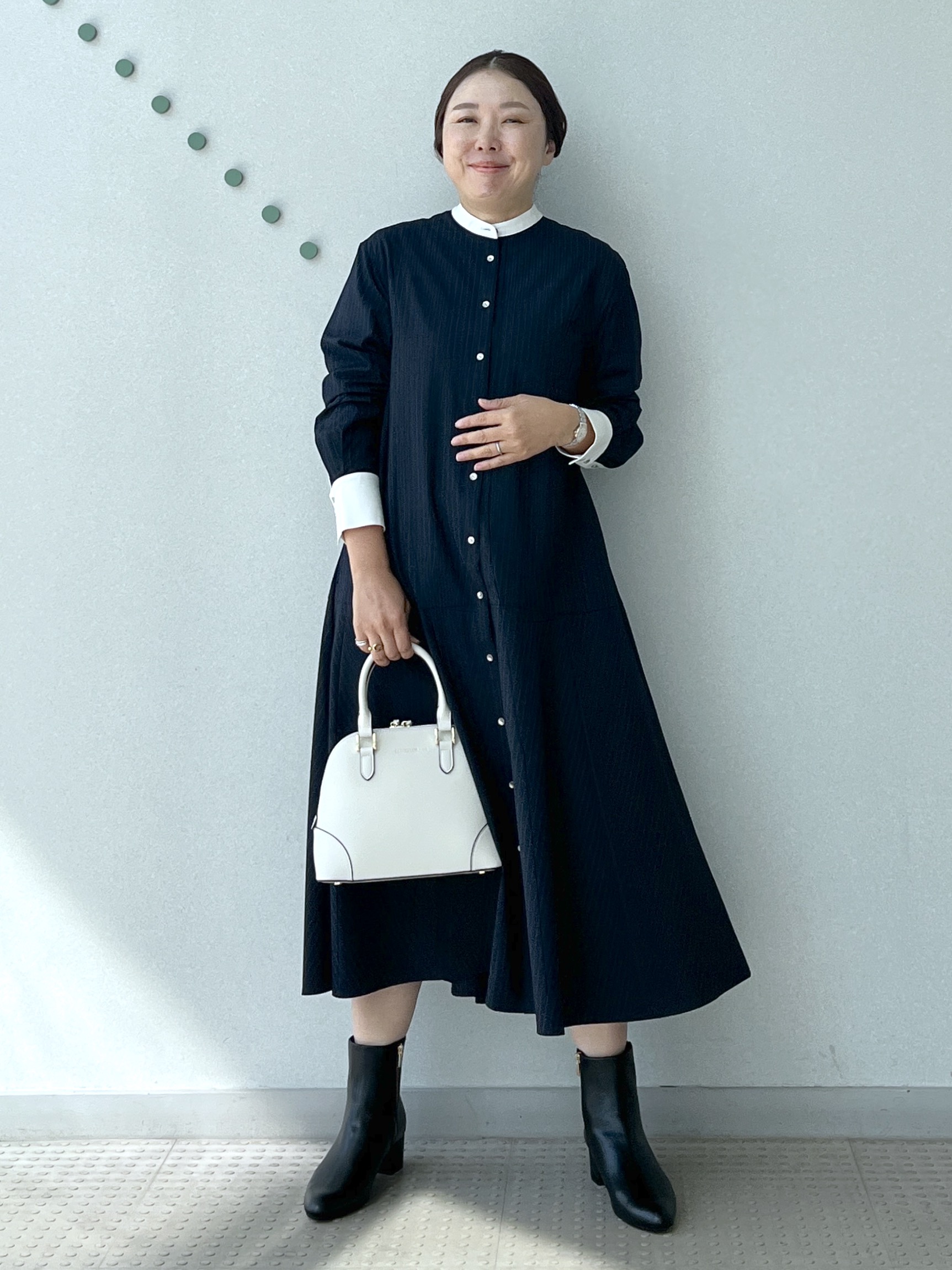Soeさんの「DRESSTERIOR｜ウォッシャブルストライプシャツワンピース」を使ったコーディネート