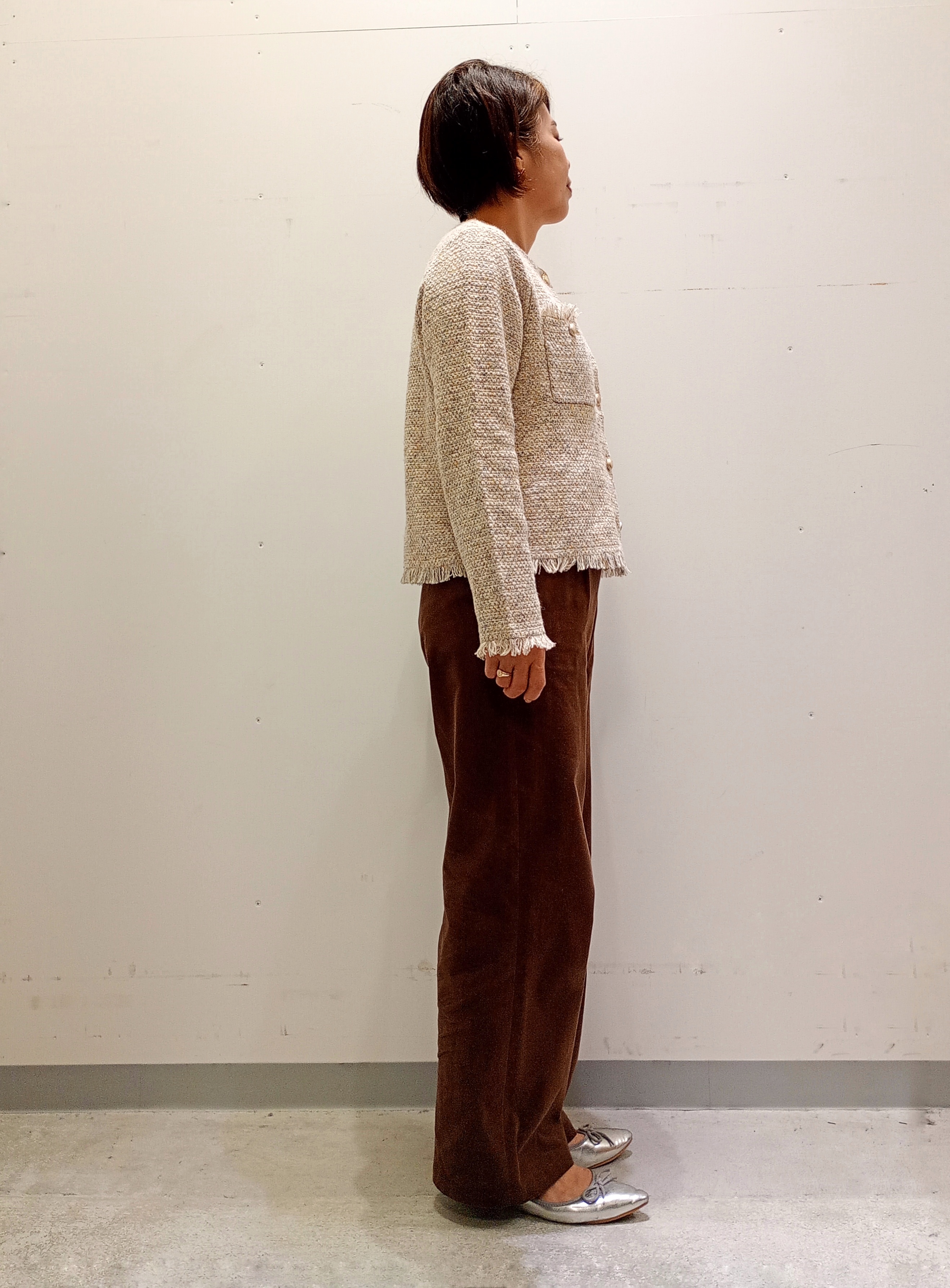 Kさんの「INDIVI｜【華やか／ラメ】ミックスツイード ニットジャケット」を使ったコーディネート