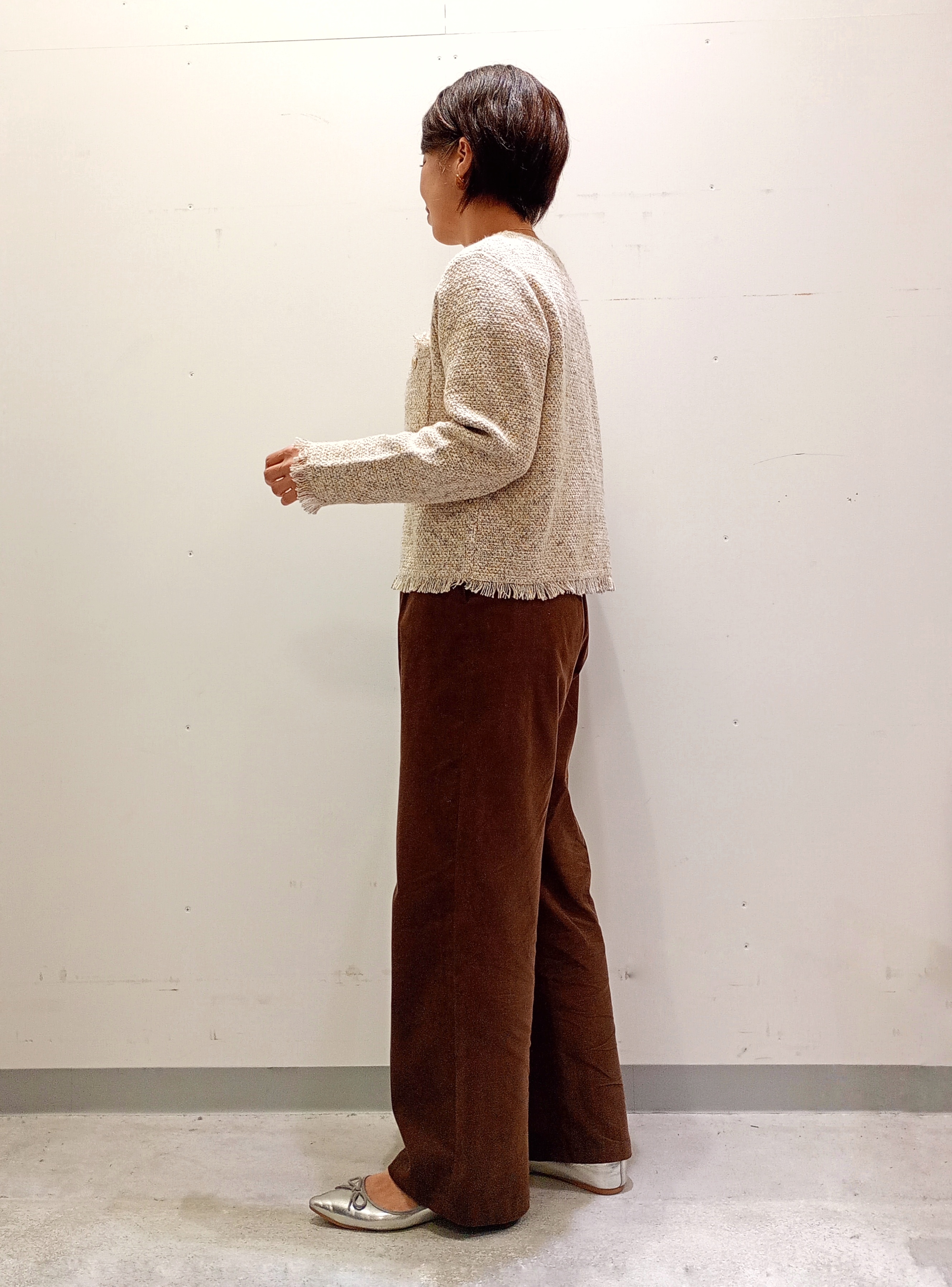 Kさんの「INDIVI｜【華やか／ラメ】ミックスツイード ニットジャケット」を使ったコーディネート