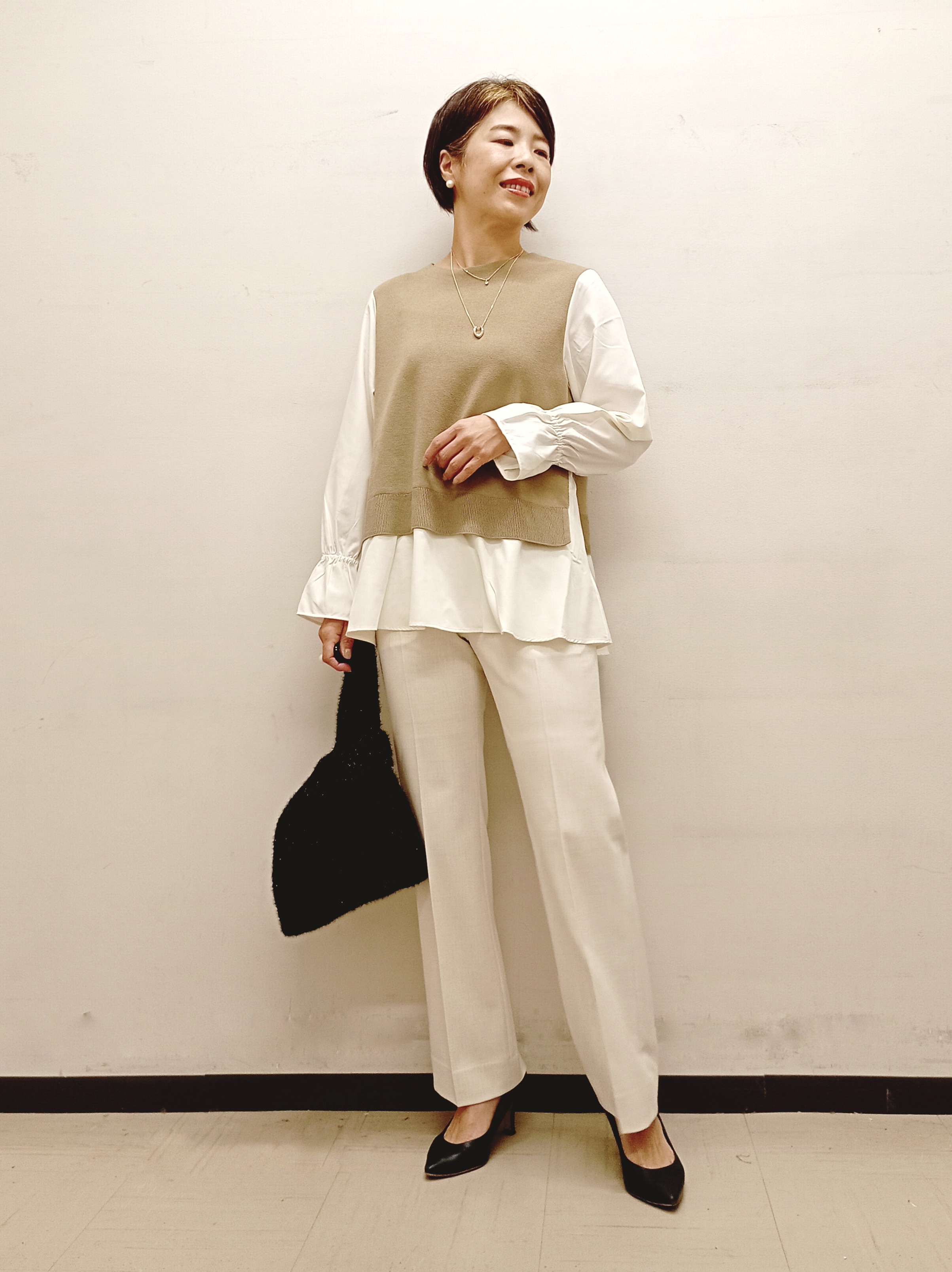 Kさんの「INDIVI｜【洗える／1枚でコーデ完成】重ね着風ニットトップス」を使ったコーディネート