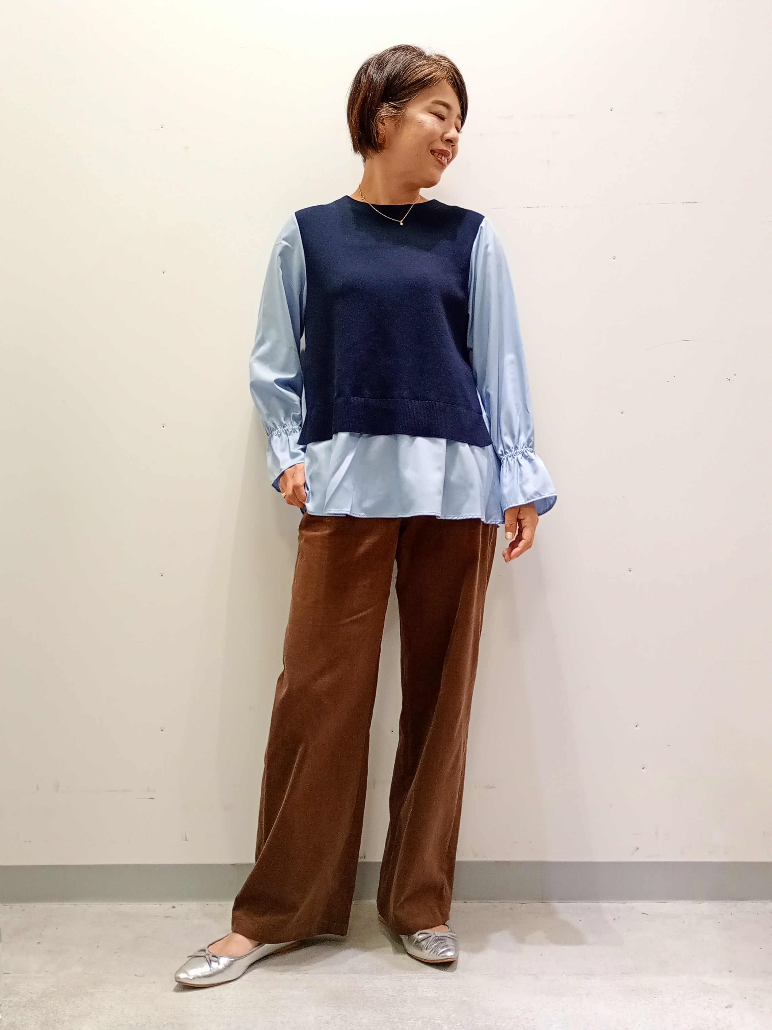 Kさんの「INDIVI｜【洗える／1枚でコーデ完成】重ね着風ニットトップス」を使ったコーディネート