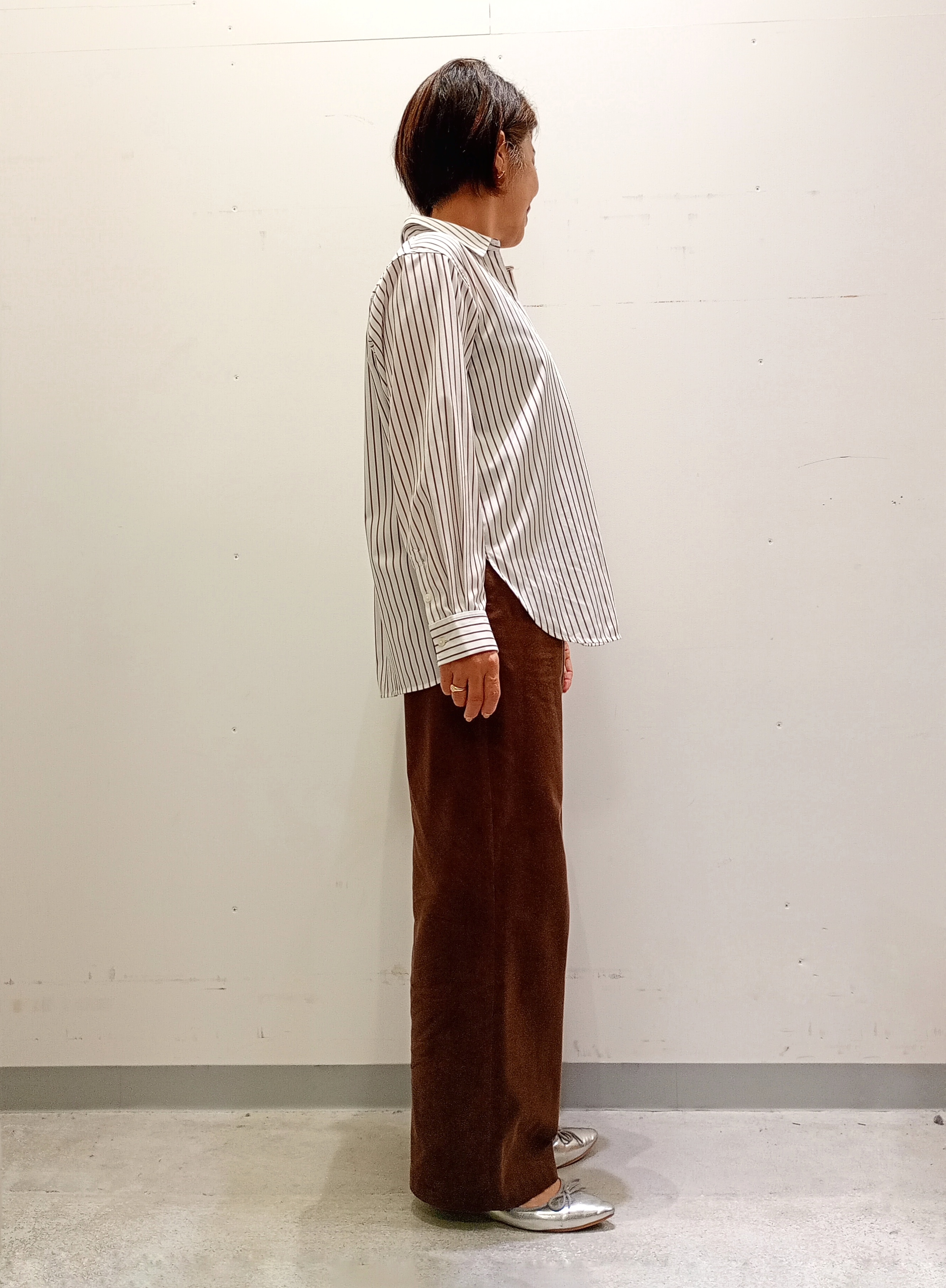 Kさんの「INDIVI｜【2WAY／ストライプ柄】ベーシックシャツ」を使ったコーディネート
