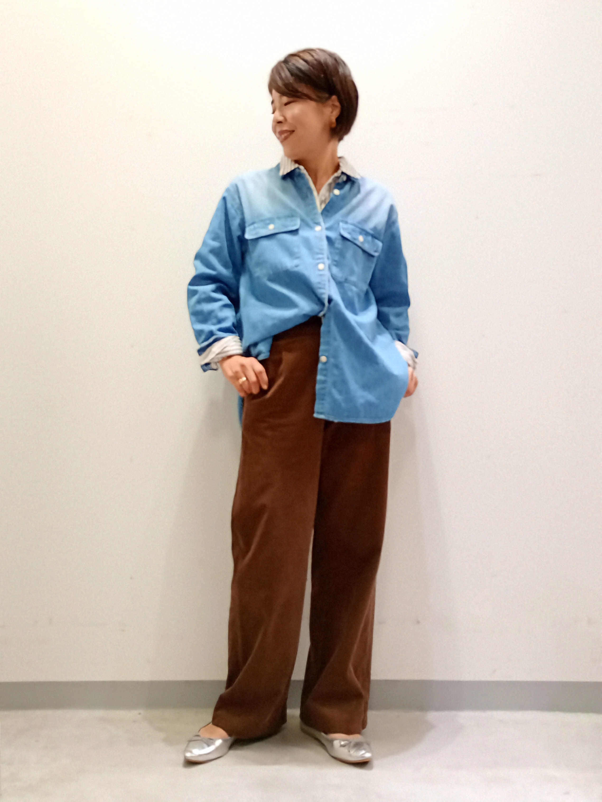 Kさんの「INDIVI｜【2WAY／ストライプ柄】ベーシックシャツ」を使ったコーディネート