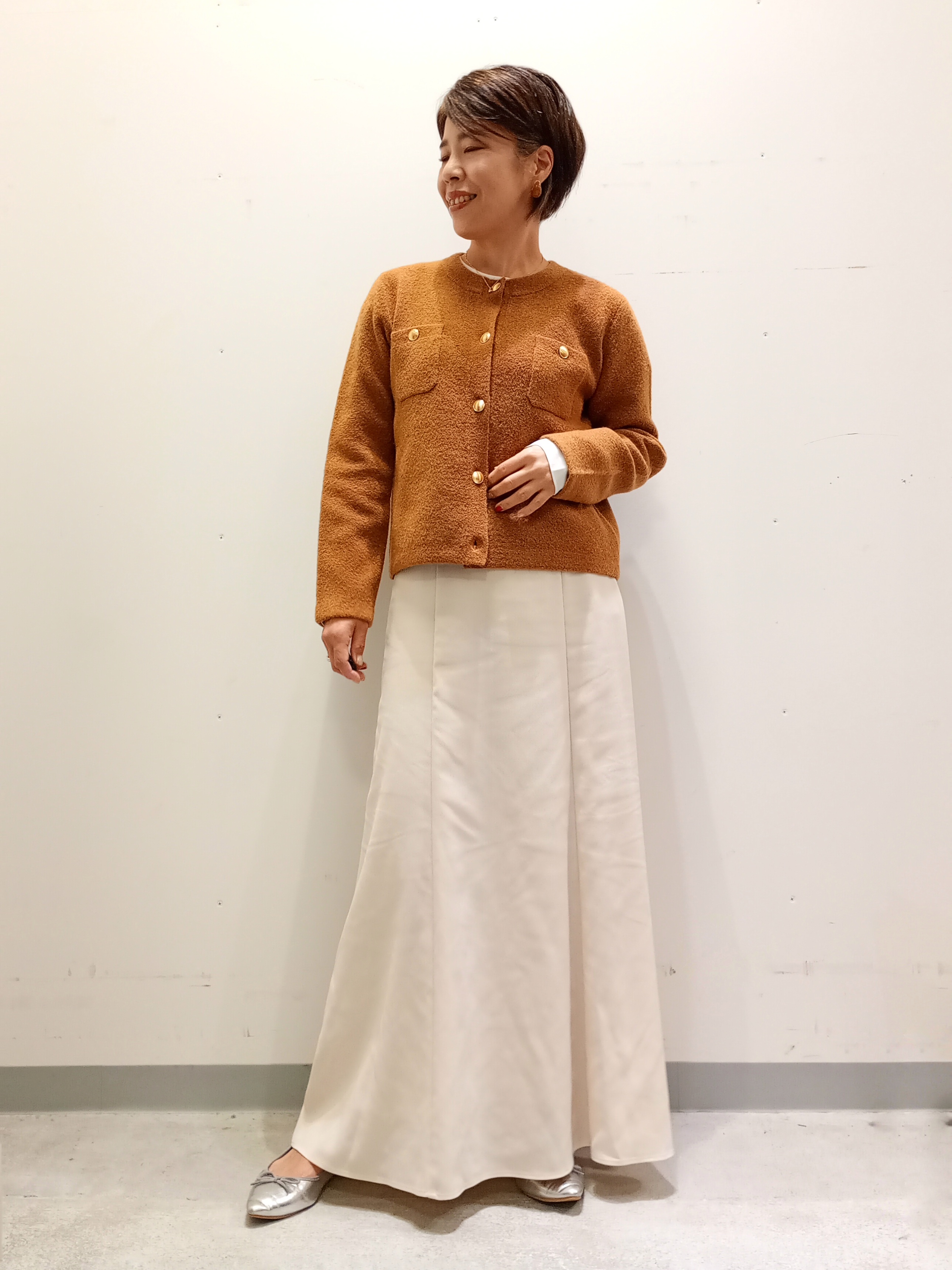 Kさんの「INDIVI｜【軽やか】ブークレニットジャケット」を使ったコーディネート
