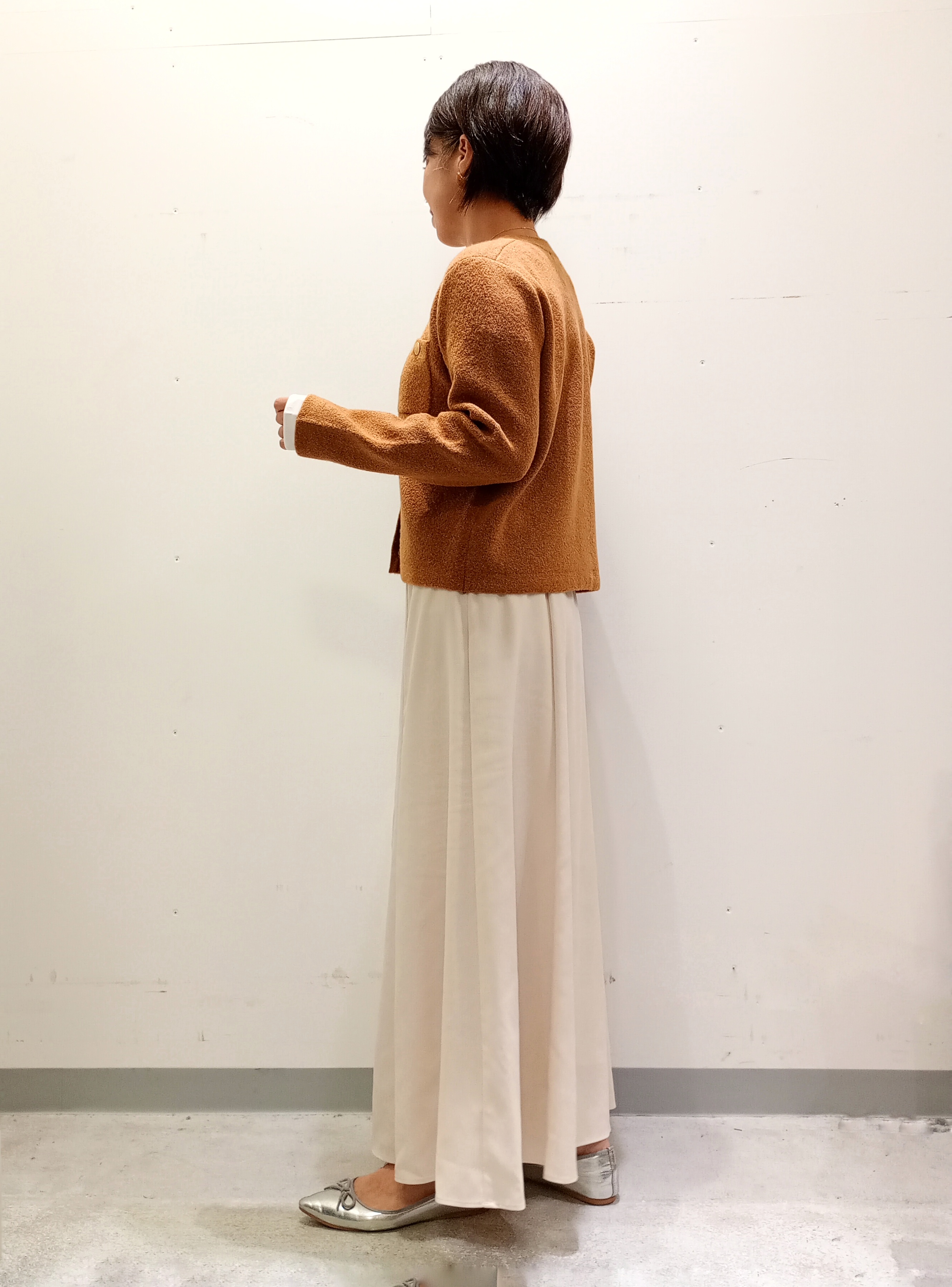 Kさんの「INDIVI｜【軽やか】ブークレニットジャケット」を使ったコーディネート
