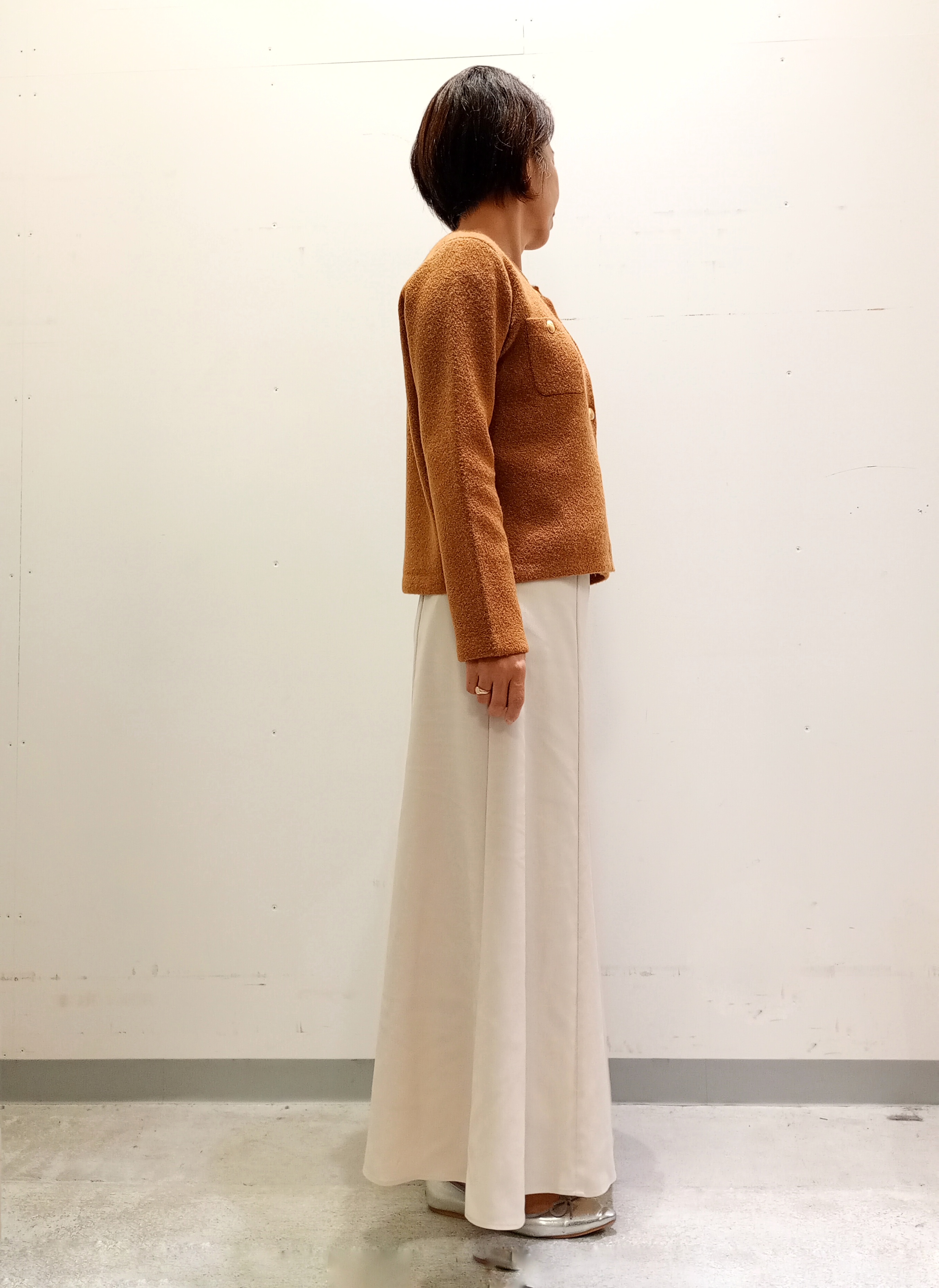 Kさんの「INDIVI｜【軽やか】ブークレニットジャケット」を使ったコーディネート