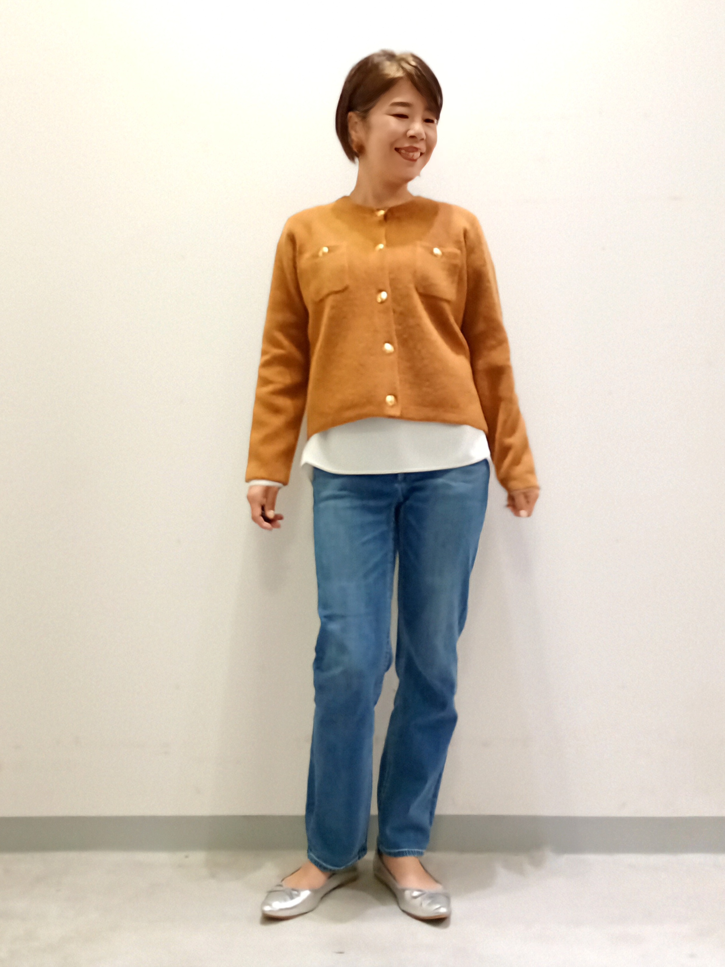 Kさんの「INDIVI｜【軽やか】ブークレニットジャケット」を使ったコーディネート