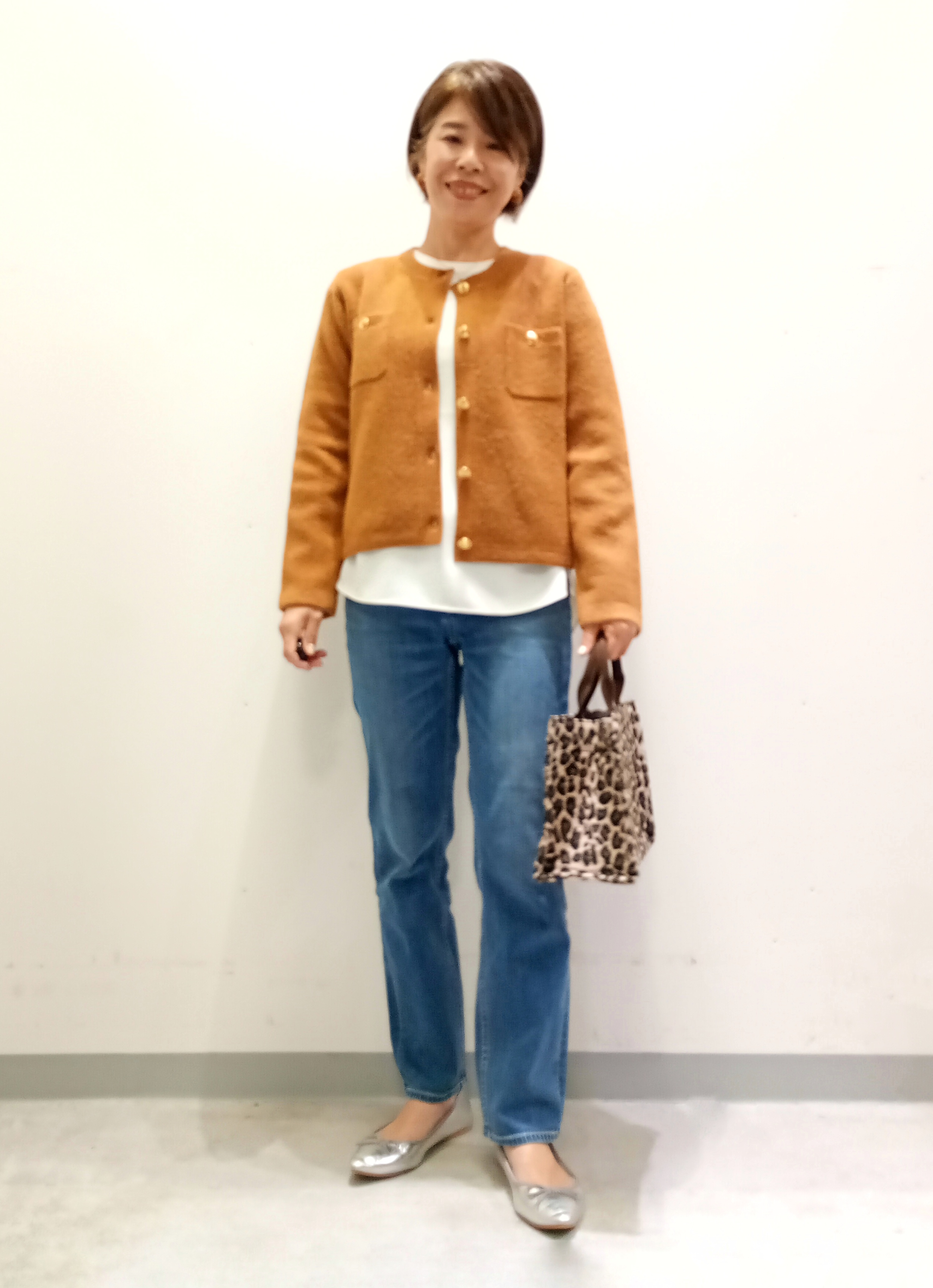 Kさんの「INDIVI｜【軽やか】ブークレニットジャケット」を使ったコーディネート