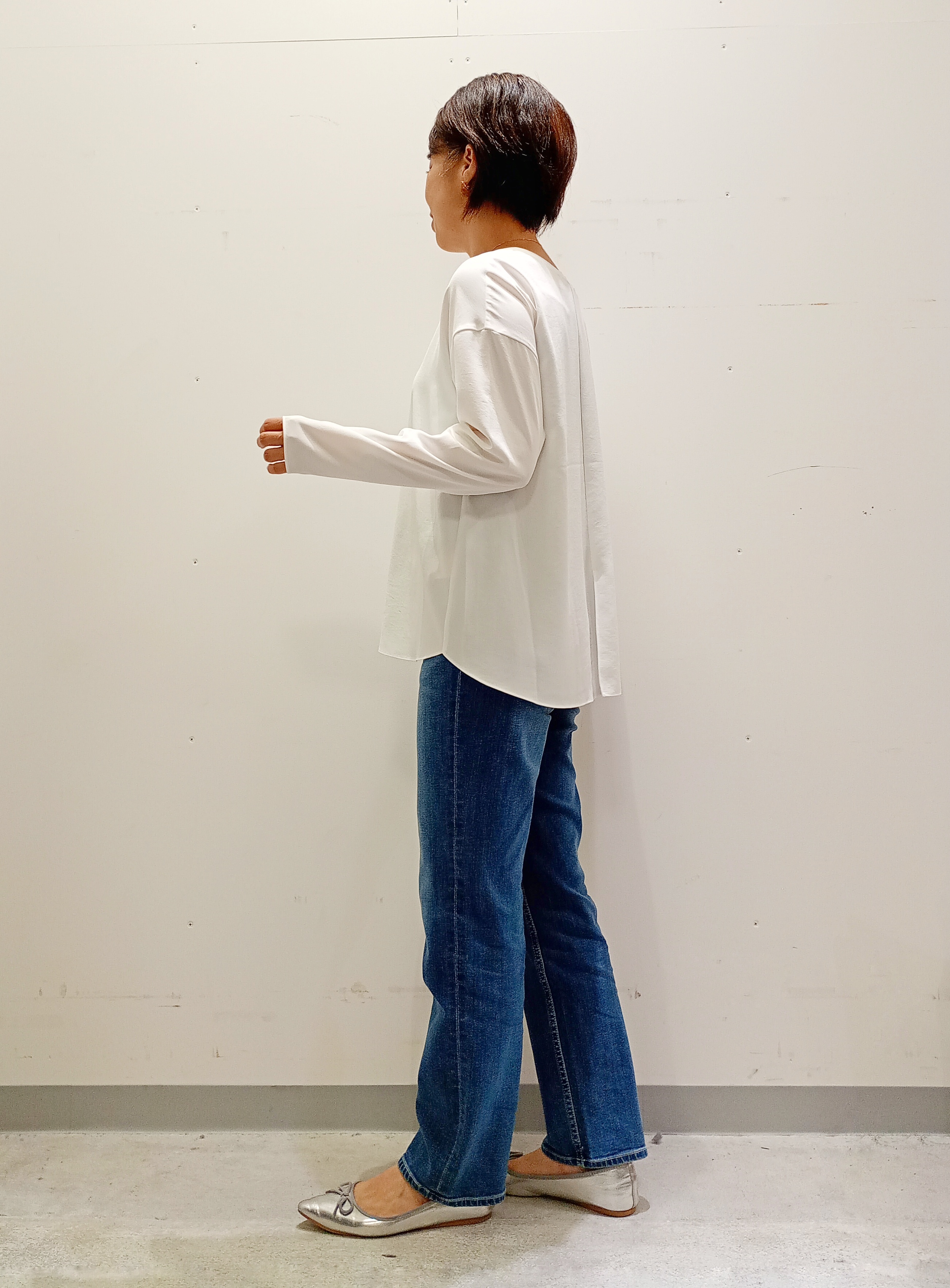Kさんの「INDIVI｜【軽やか】ブークレニットジャケット」を使ったコーディネート