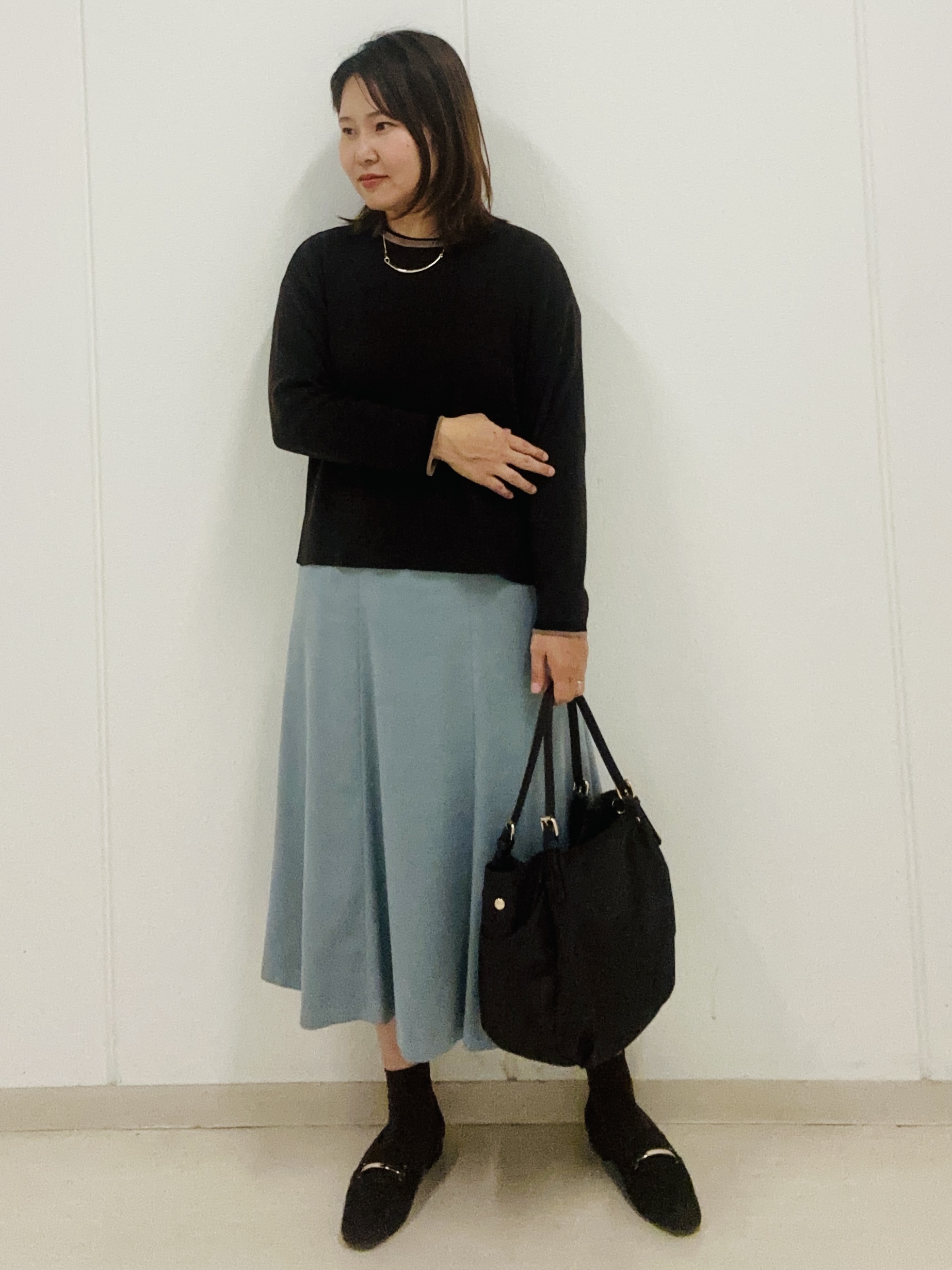 haseさんの「Reflect｜【通勤】フェイクスエードフレアスカート」を使ったコーディネート