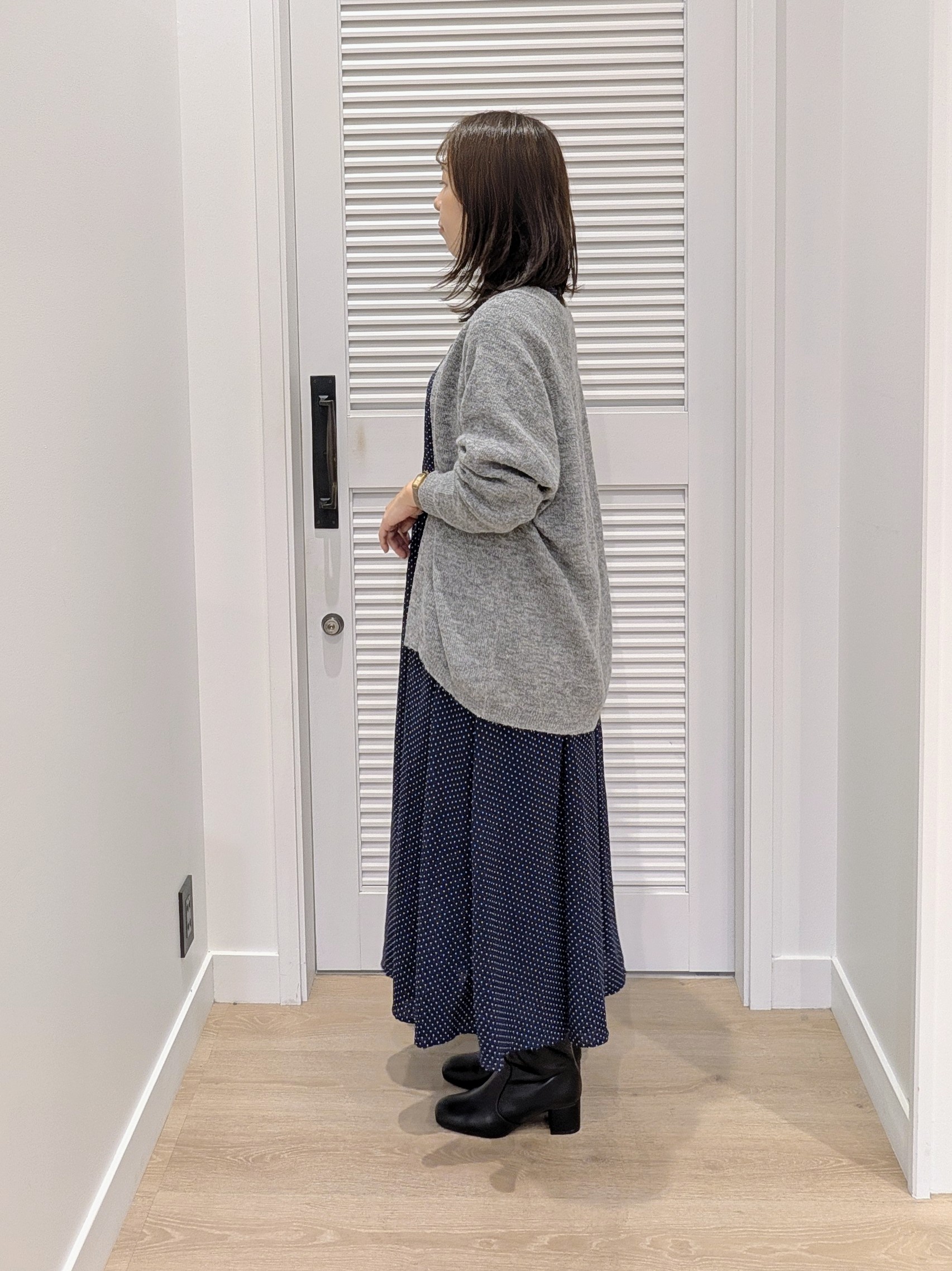 enさんの「Dessin｜【手洗い可】ドットプリントワンピース」を使ったコーディネート
