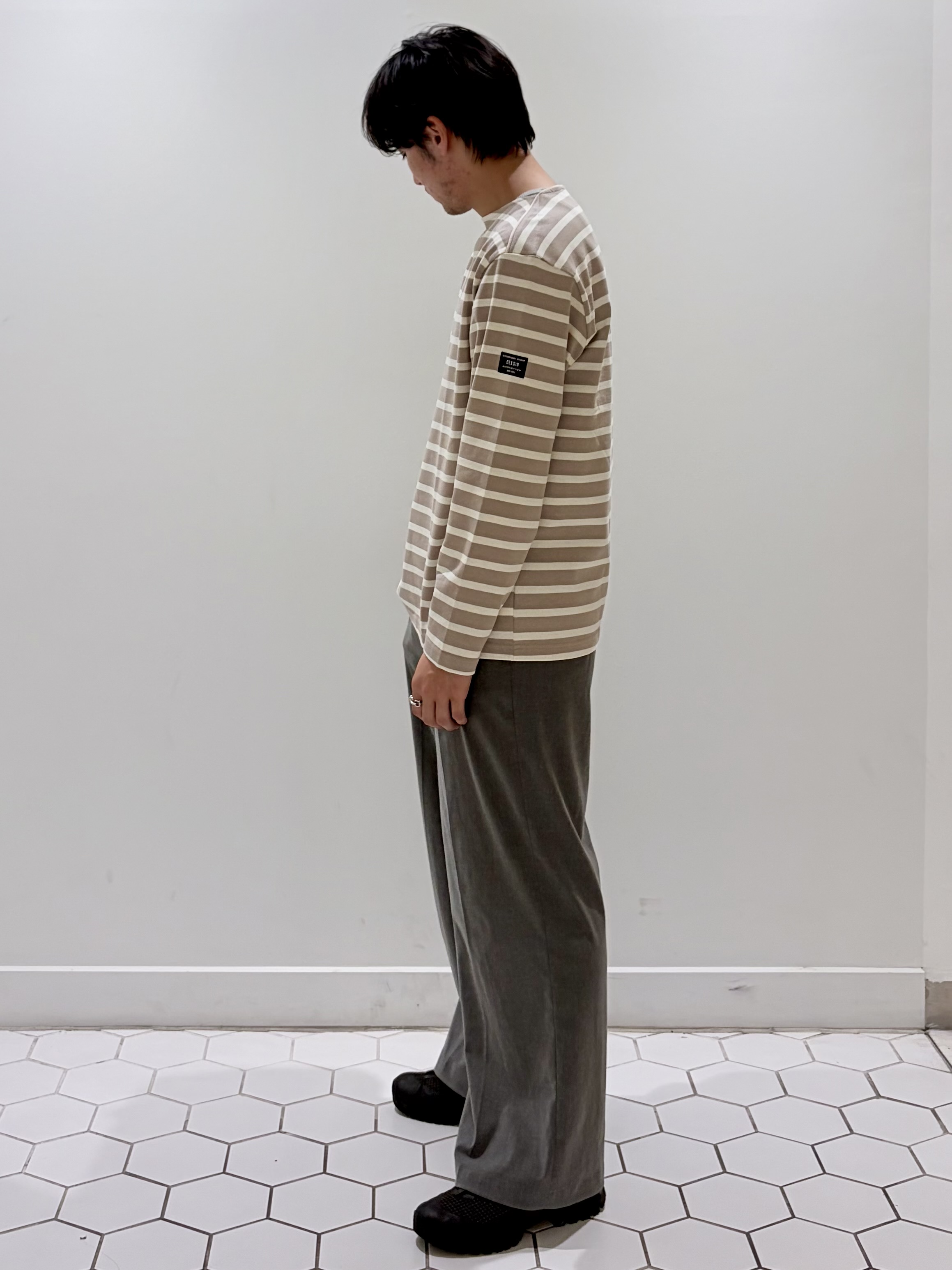 takeruさんの「Dessin｜ボートネック度詰めボーダー」を使ったコーディネート