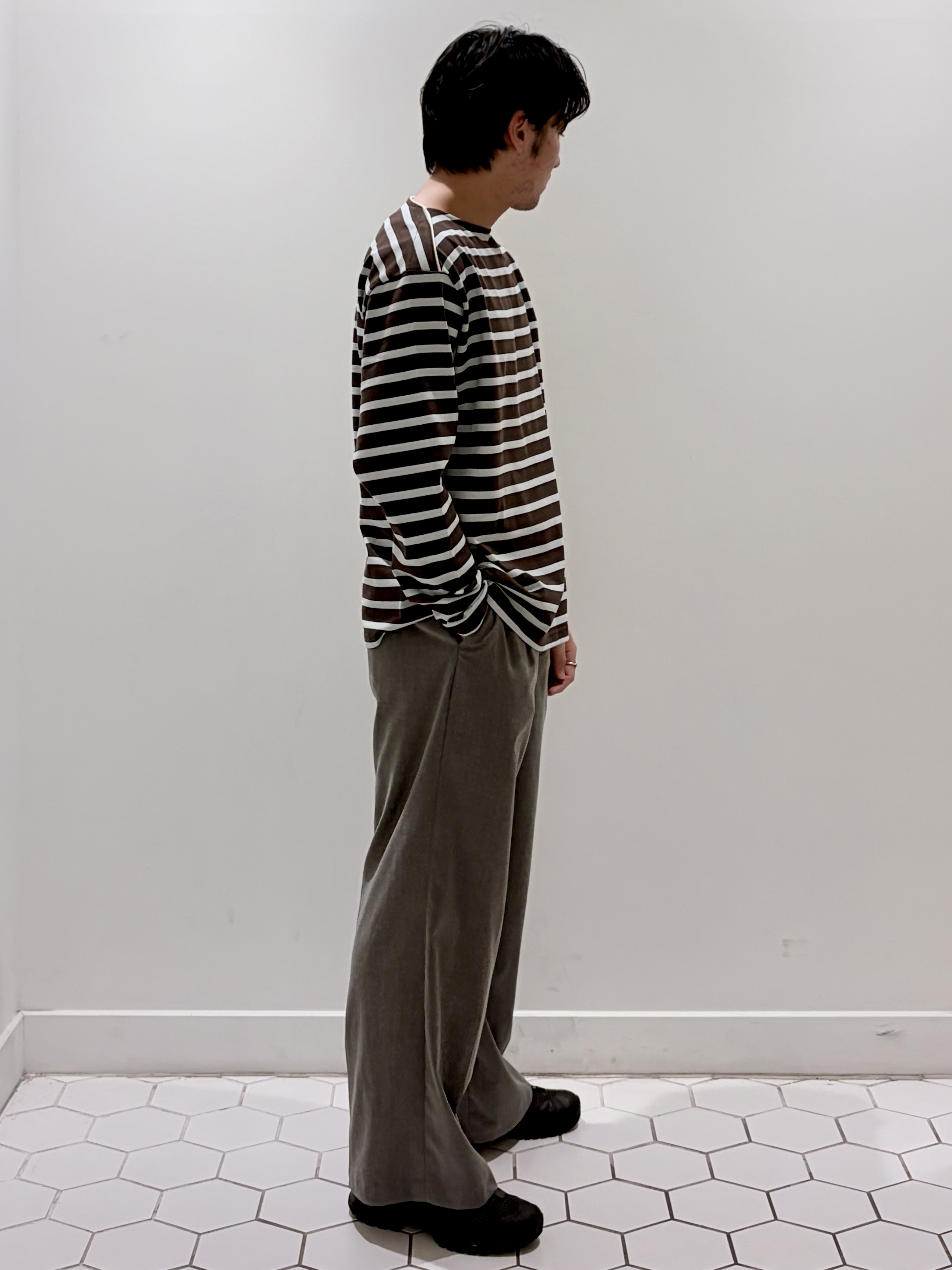 takeruさんの「Dessin｜ボートネック度詰めボーダー」を使ったコーディネート