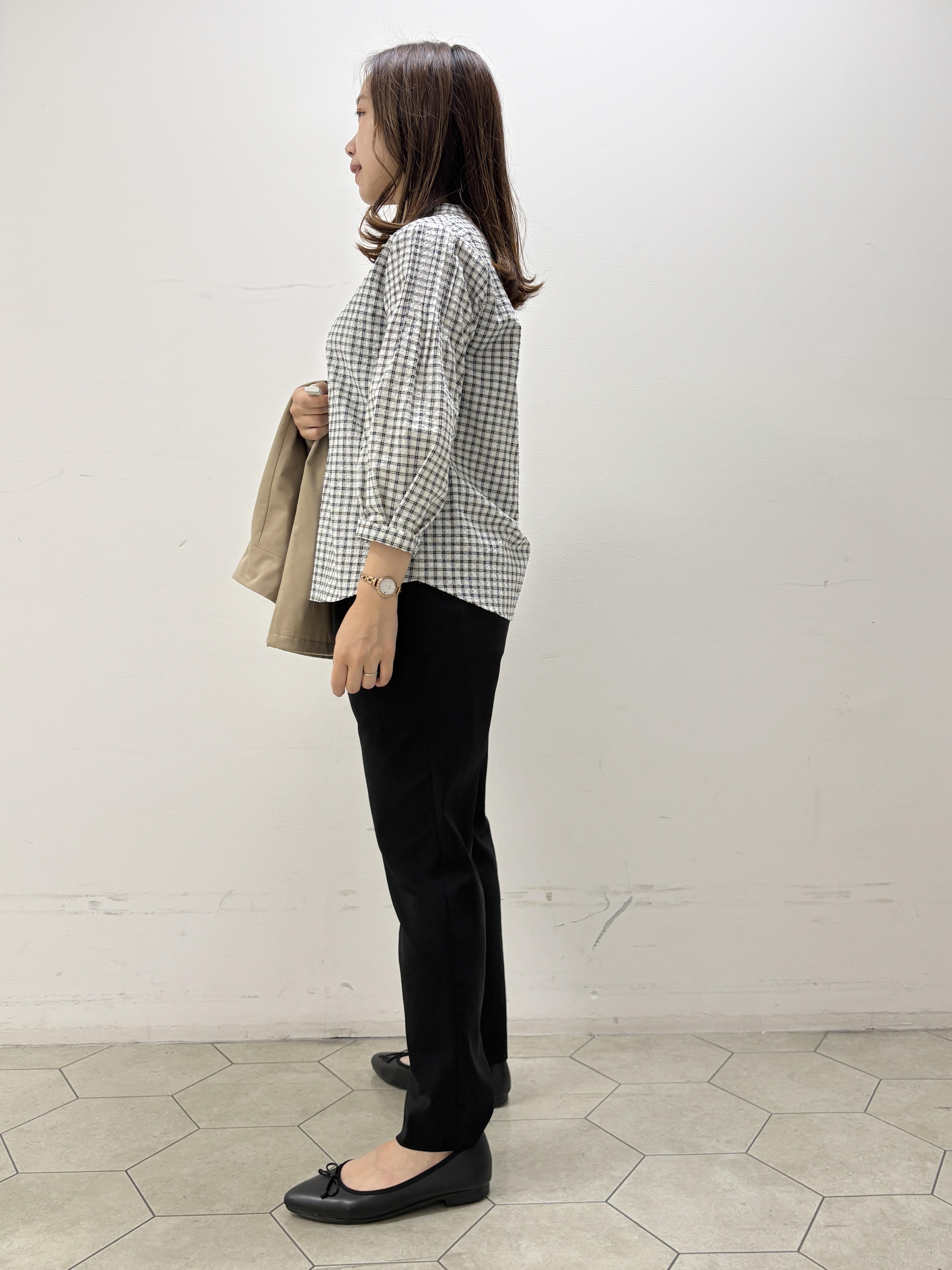 kahoさんの「INDIVI｜【初秋にピッタリ！／洗える】凹凸素材ミニスタンドトップス」を使ったコーディネート