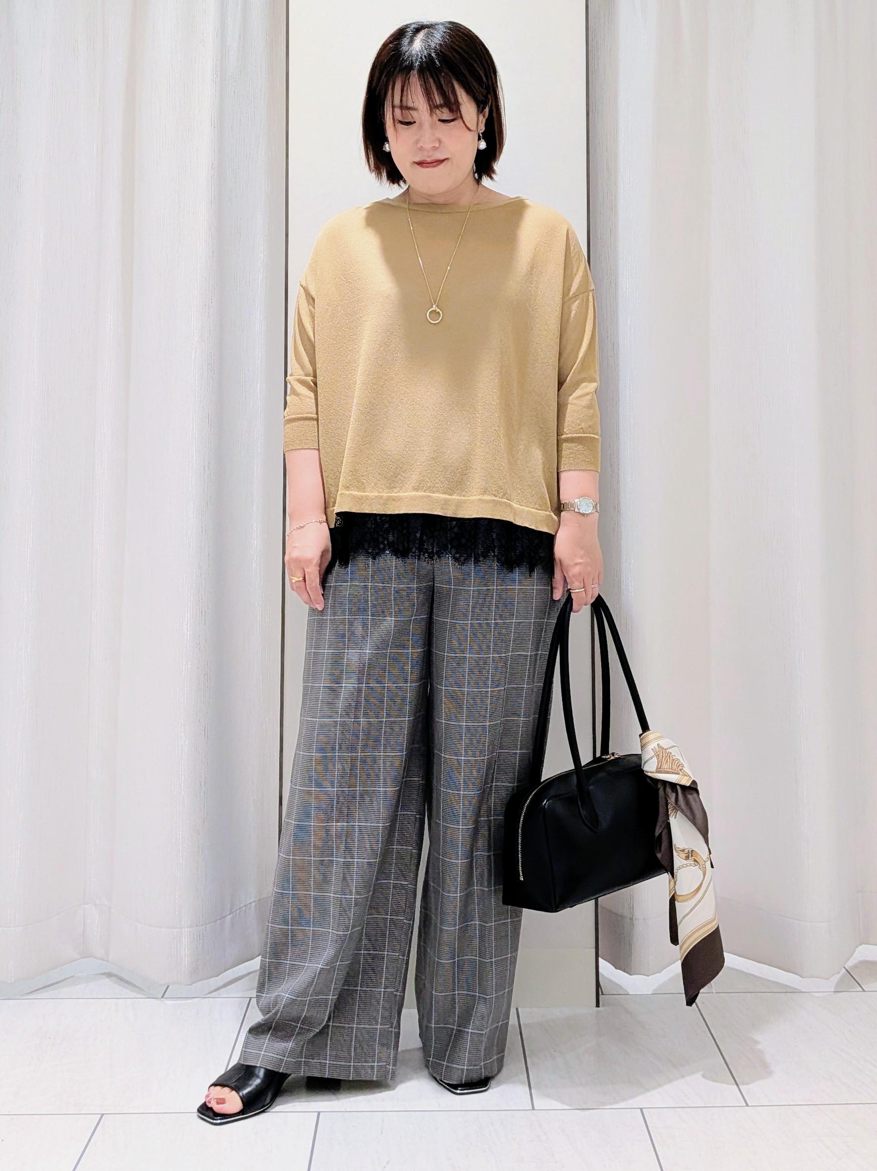 Onumaさんの「UNTITLED｜【一枚で着映え】レースドッキングニットプルオーバー」を使ったコーディネート