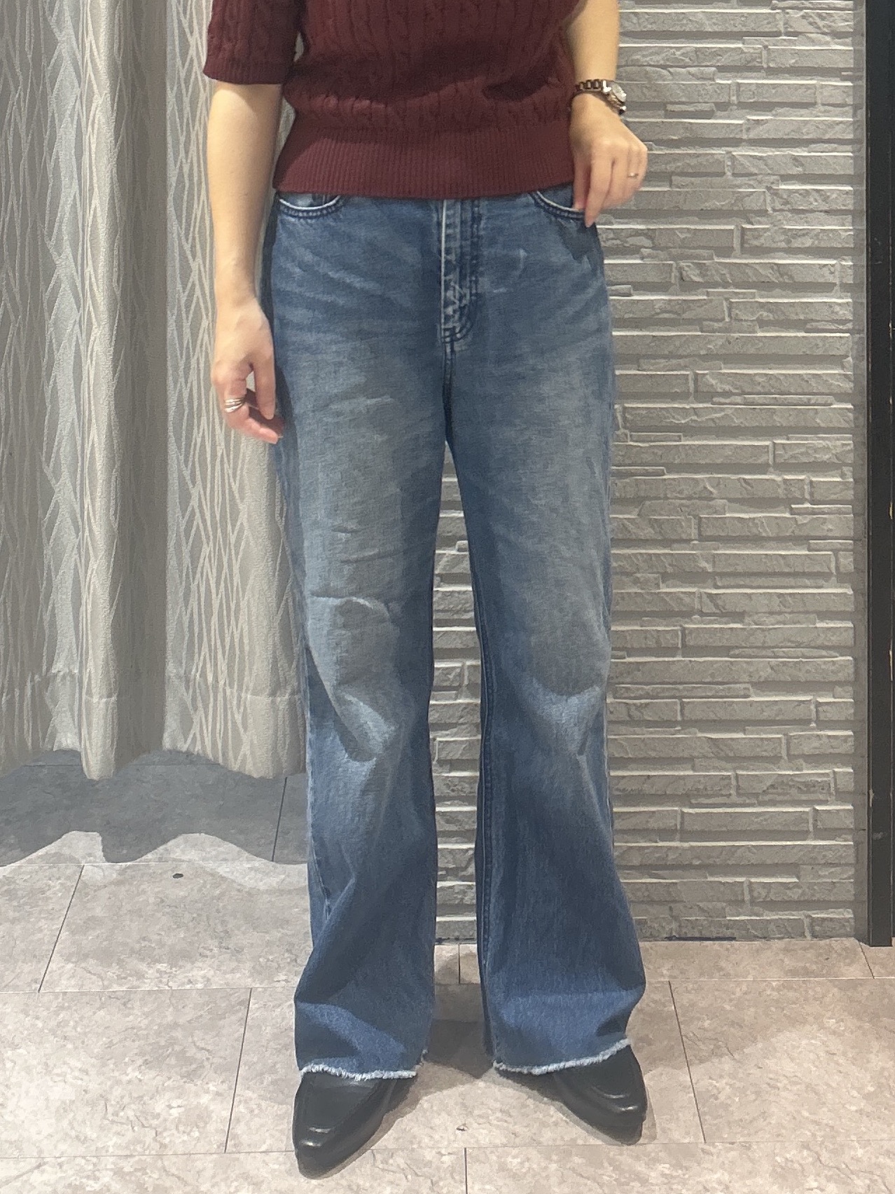 ga_riさんの「THE SHOP TK｜POLO BCS/ケーブル5分袖ニット」を使ったコーディネート