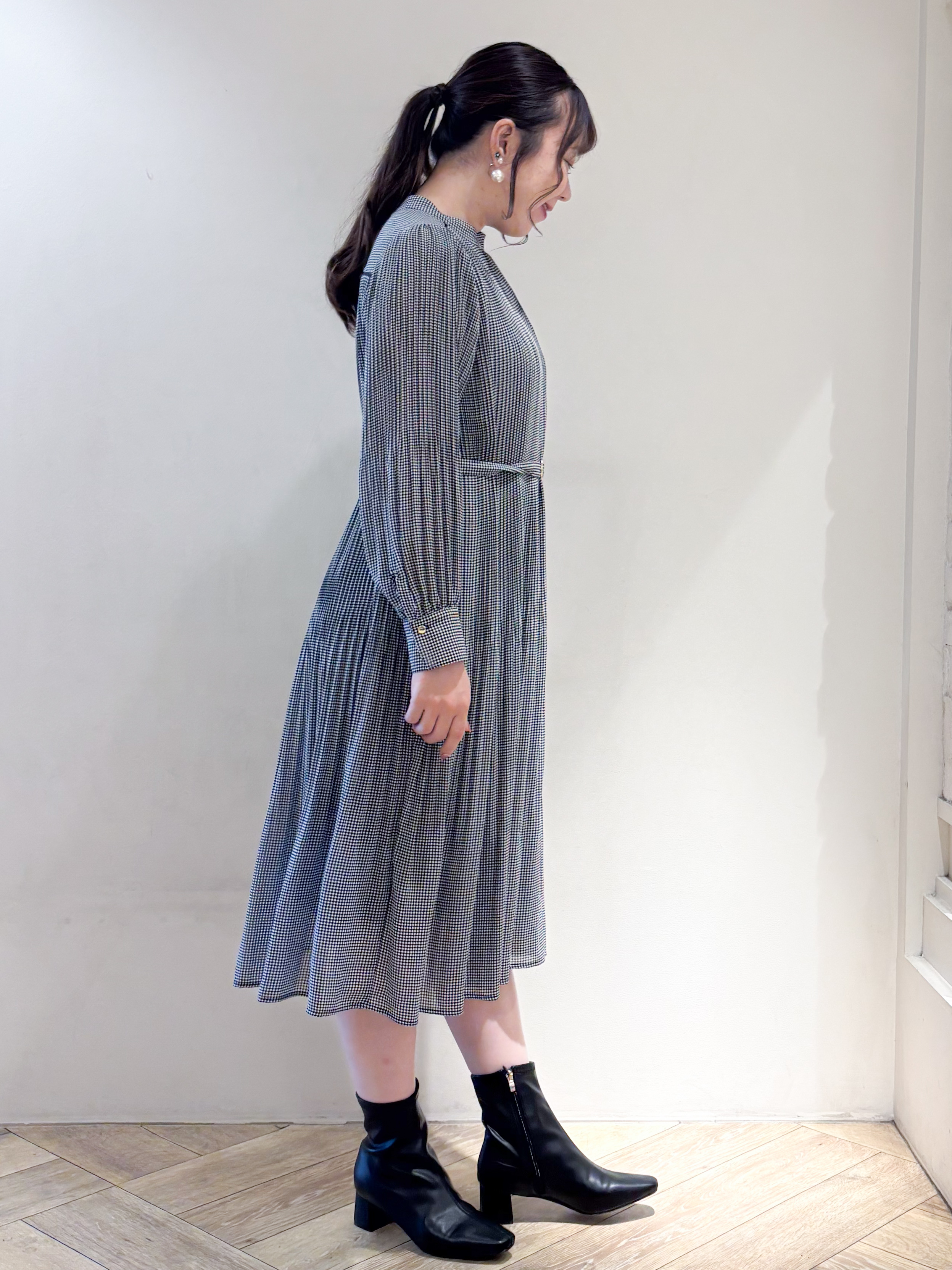 sayaさんの「index｜【XS-3Lサイズ】ジョーゼットアソートプリーツワンピース《洗濯機OK／防シワ／イージーアイロン》」を使ったコーディネート