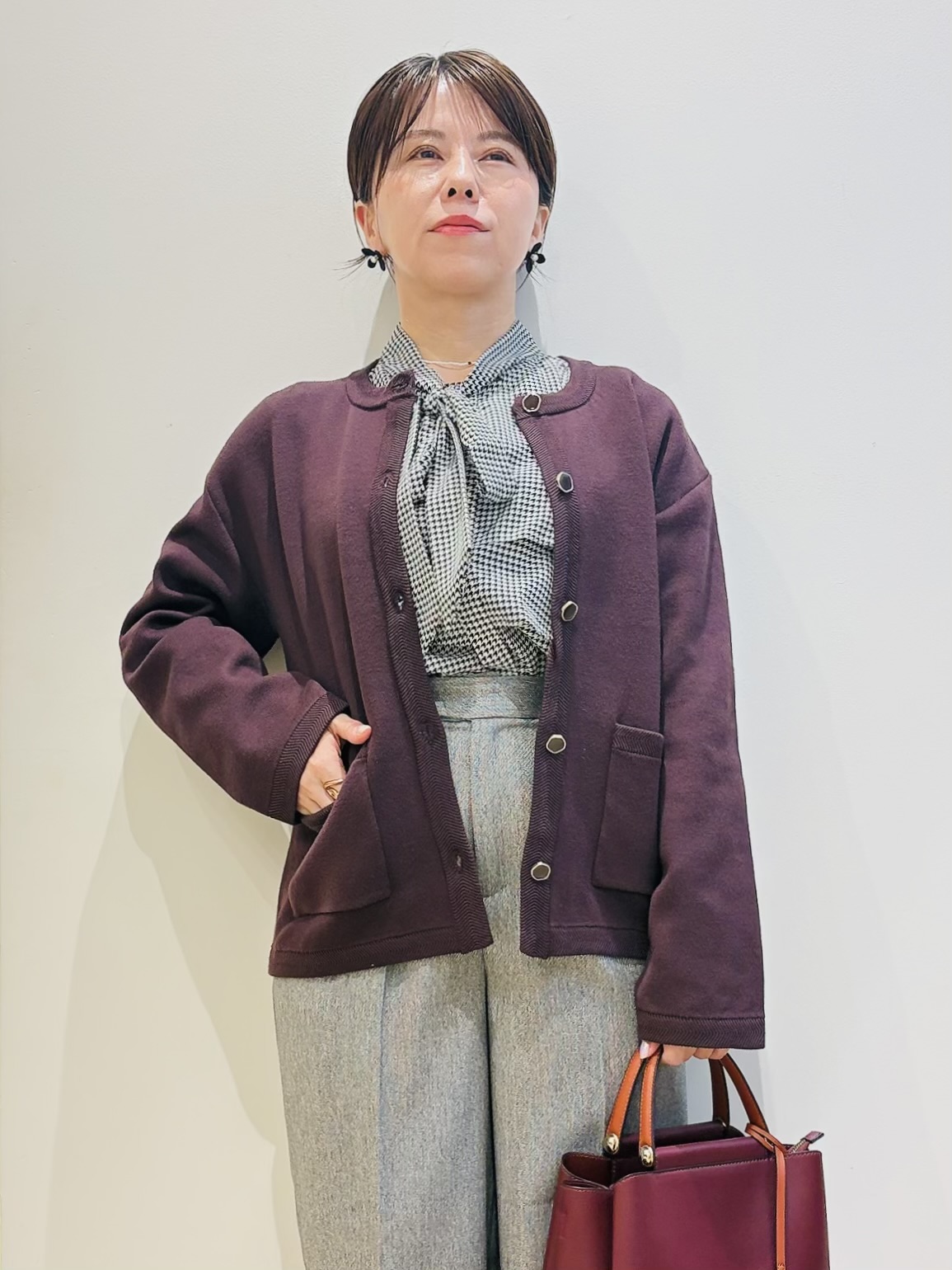 YUKOさんの「index｜【セットアップ可】ノーカラーミドルコーディガン《洗濯機OK》」を使ったコーディネート