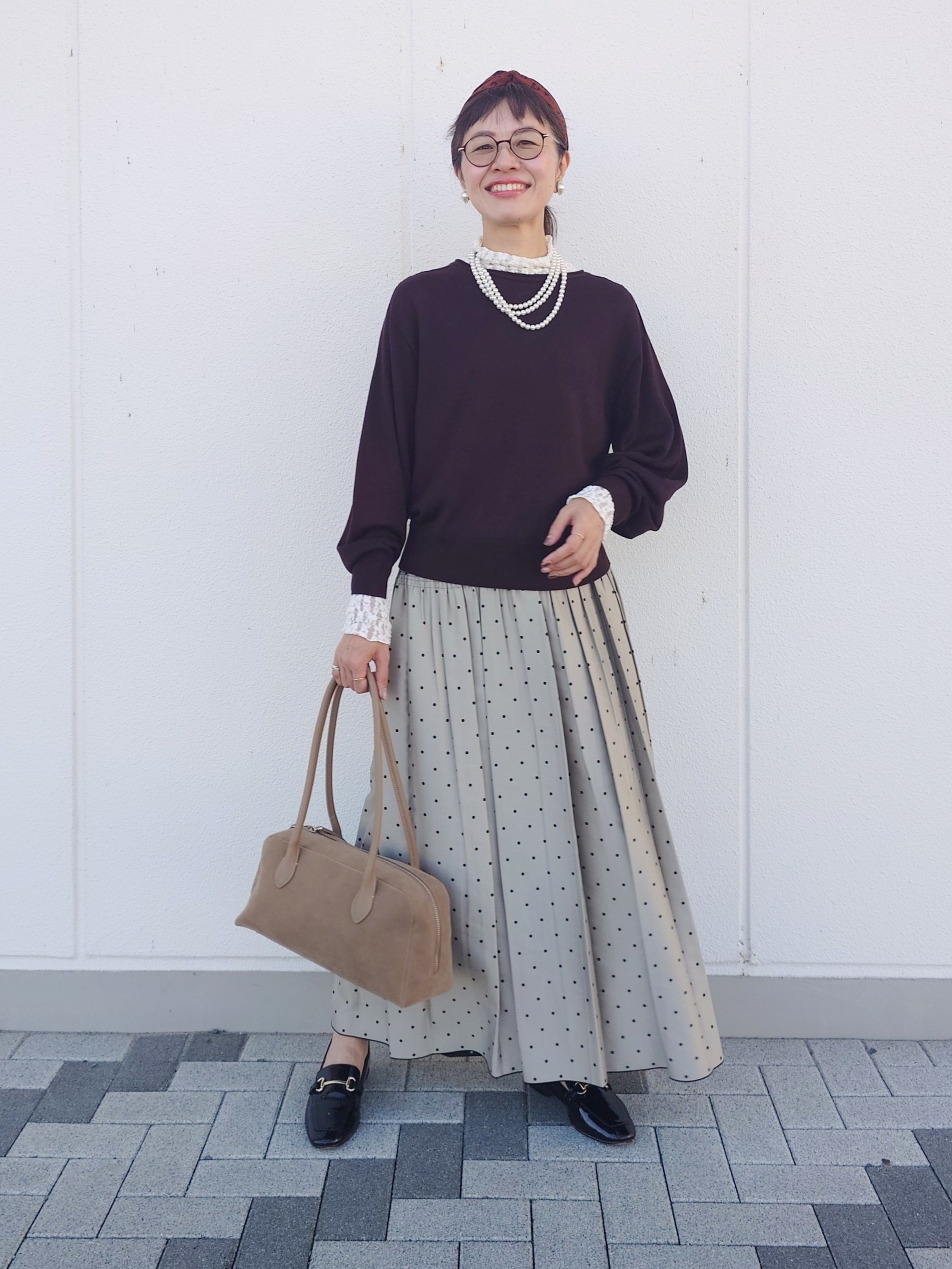 MUTSUKOさんの「UNTITLED｜【大人の抜け感/8色展開】ボリュームスリーブニットプルオーバー」を使ったコーディネート