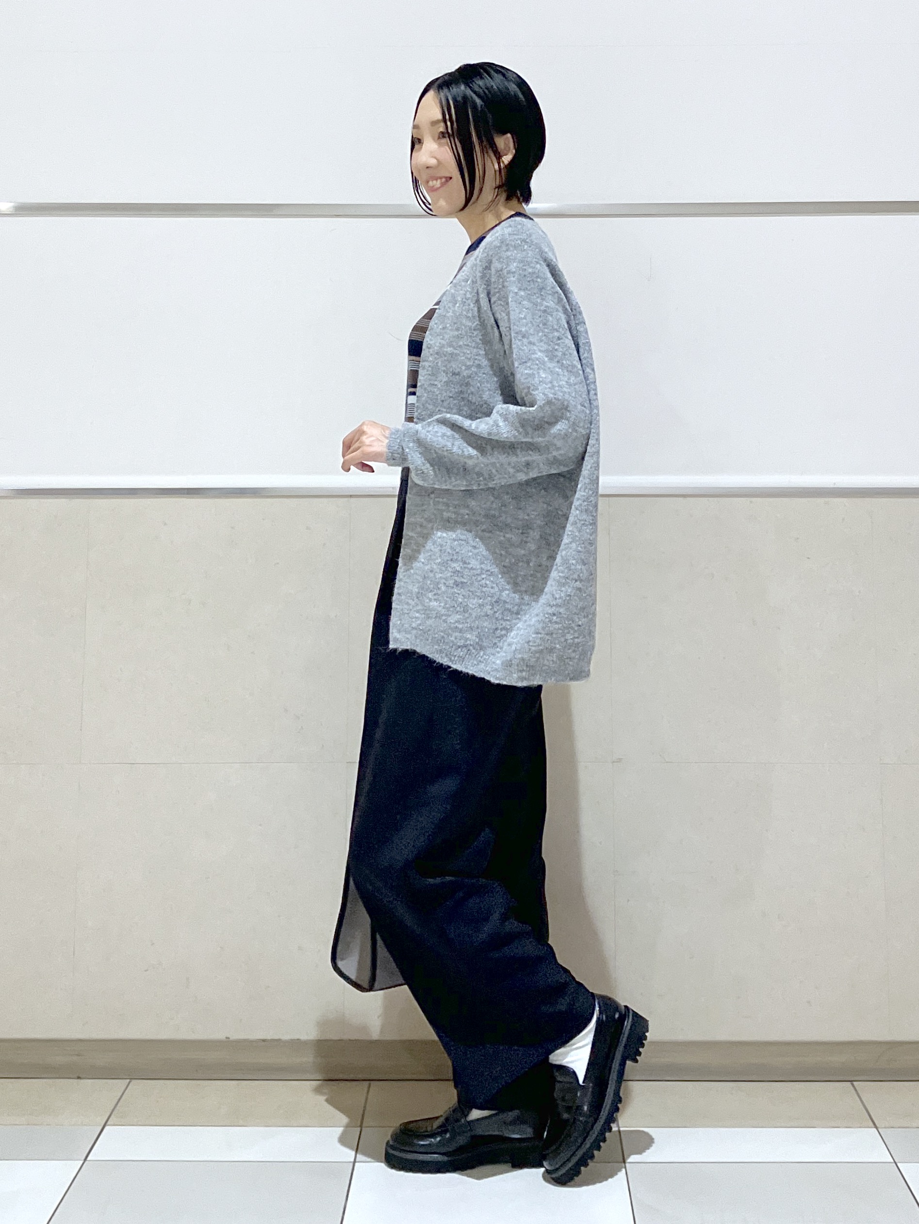 eriko さんの「Dessin｜【洗濯機OK】マルチボーダーニット」を使ったコーディネート
