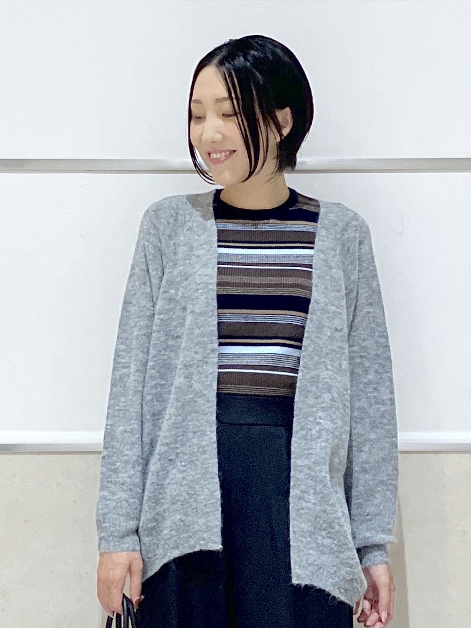 eriko さんの「Dessin｜【洗濯機OK】マルチボーダーニット」を使ったコーディネート