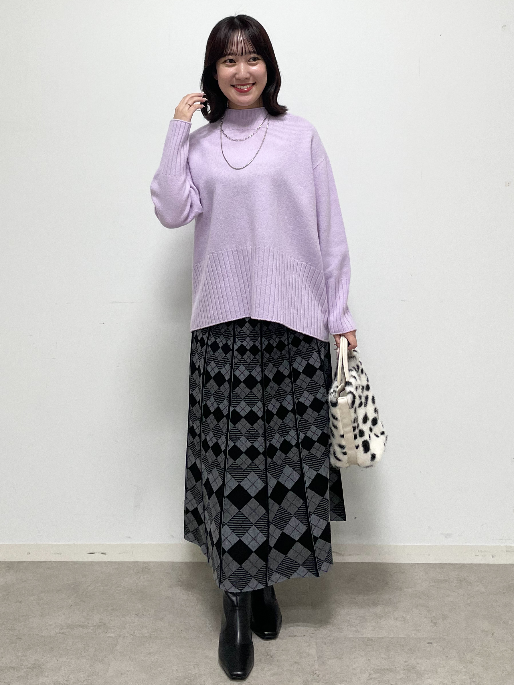 yukariさんの「Reflect｜【セットアップ可／アーガイル柄】ニットスカート」を使ったコーディネート