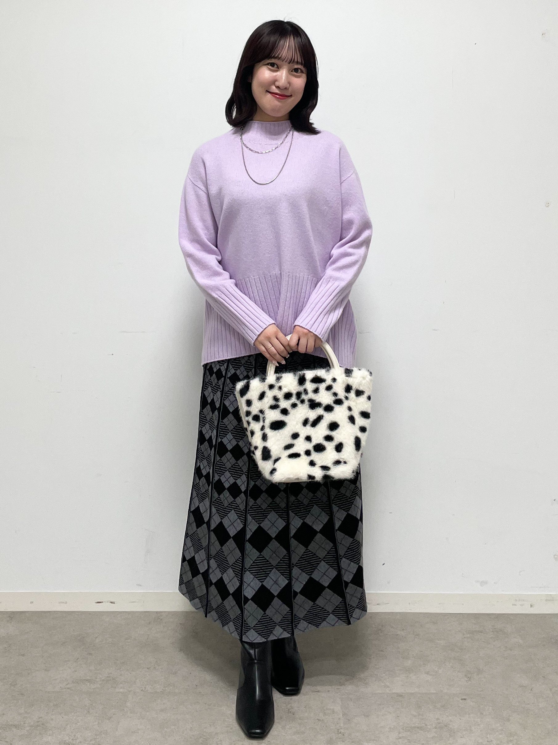 yukariさんの「Reflect｜【セットアップ可／アーガイル柄】ニットスカート」を使ったコーディネート