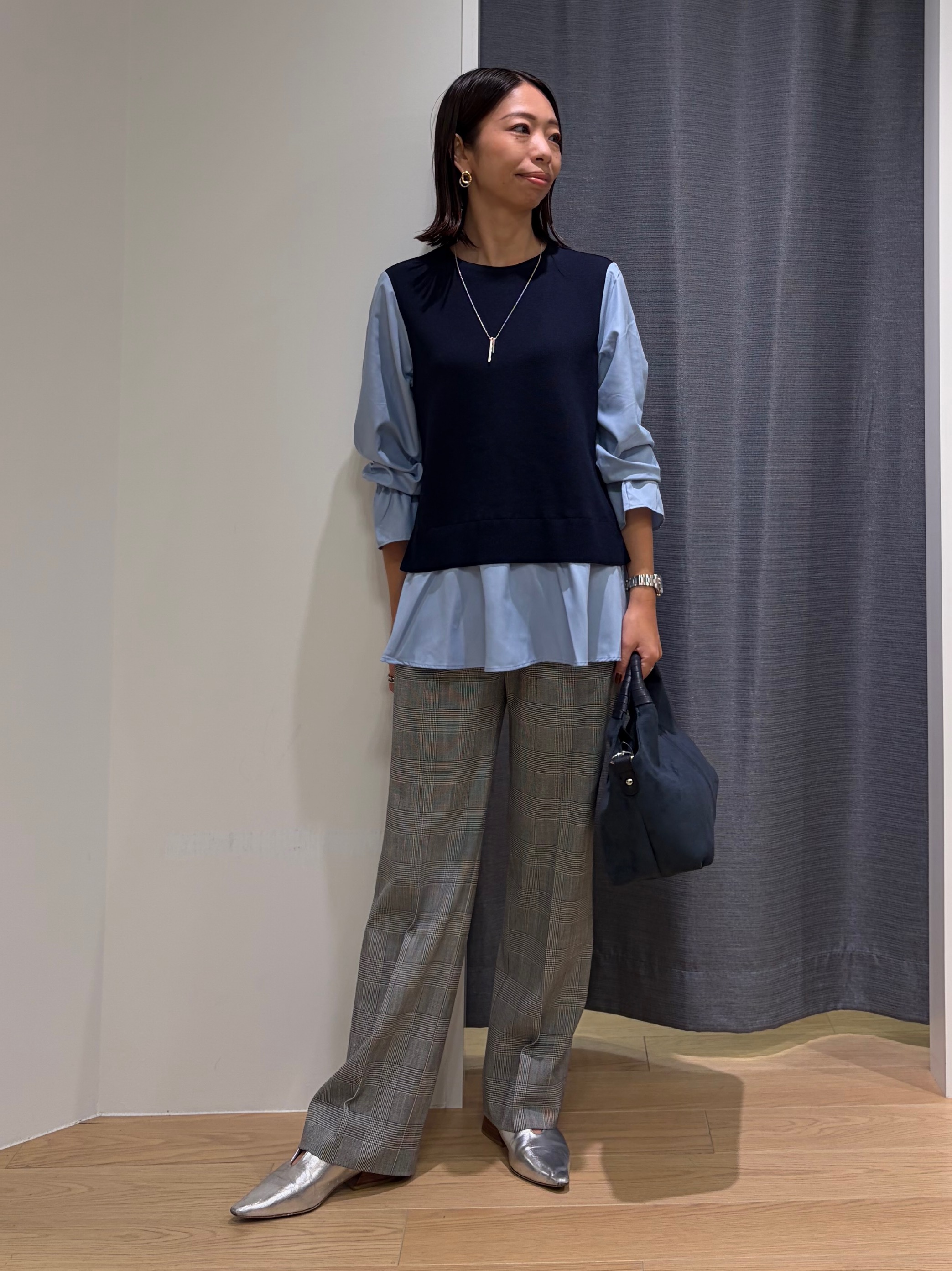 Mikoさんの「INDIVI｜【洗える／1枚でコーデ完成】重ね着風ニットトップス」を使ったコーディネート
