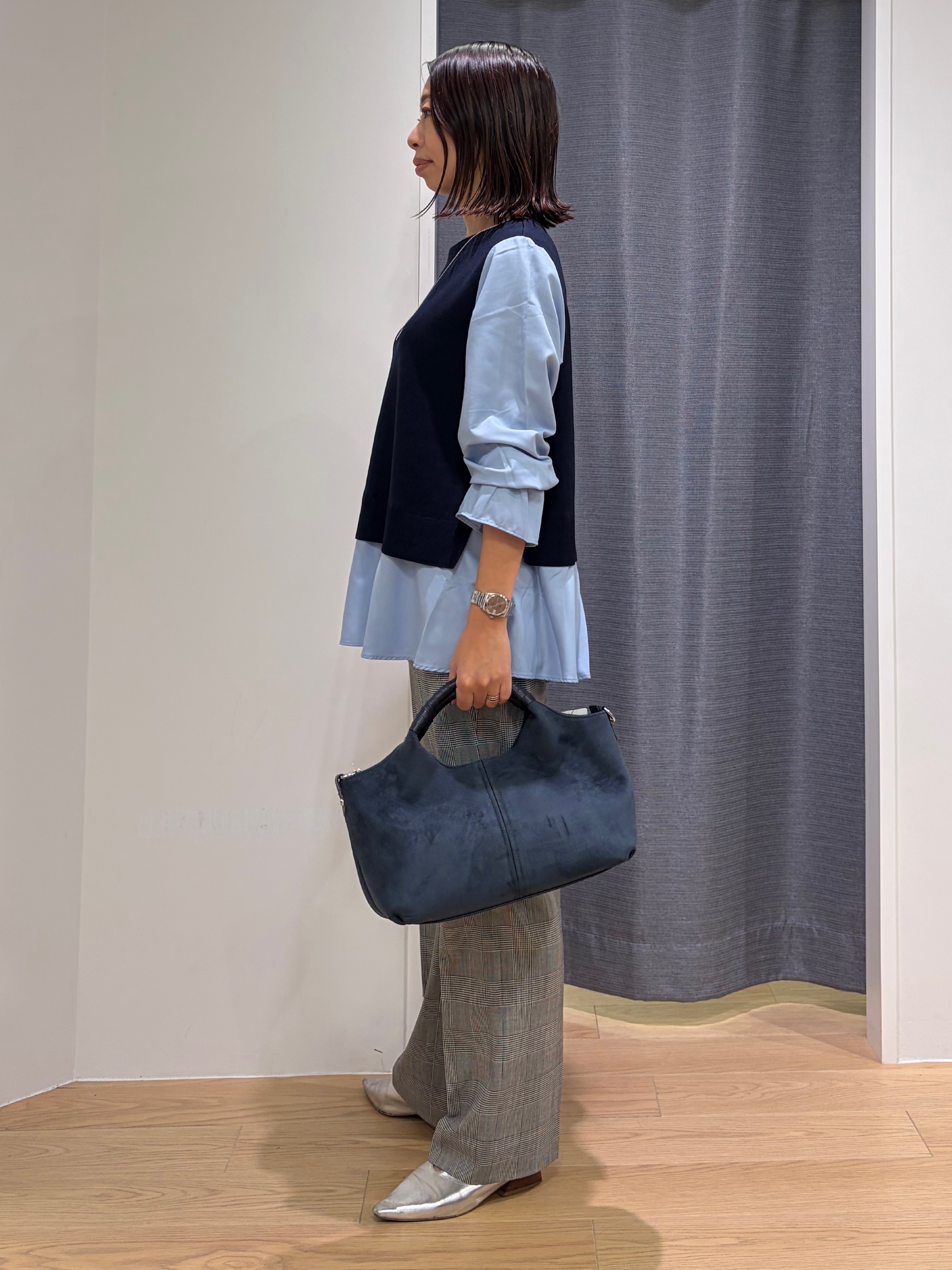 Mikoさんの「INDIVI｜【洗える／1枚でコーデ完成】重ね着風ニットトップス」を使ったコーディネート