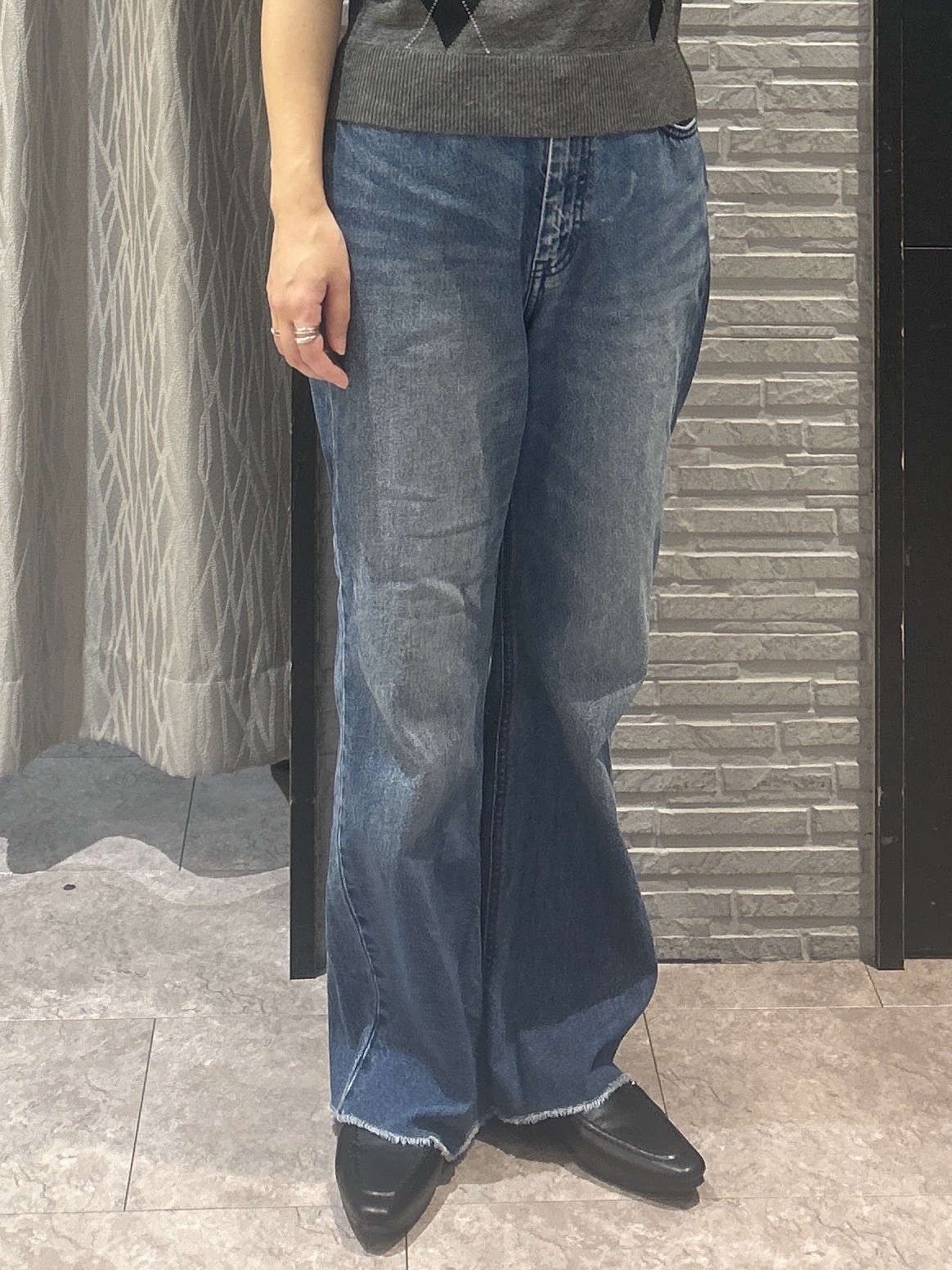 ga_riさんの「THE SHOP TK｜POLO BCS/アーガイル5分袖ニット」を使ったコーディネート