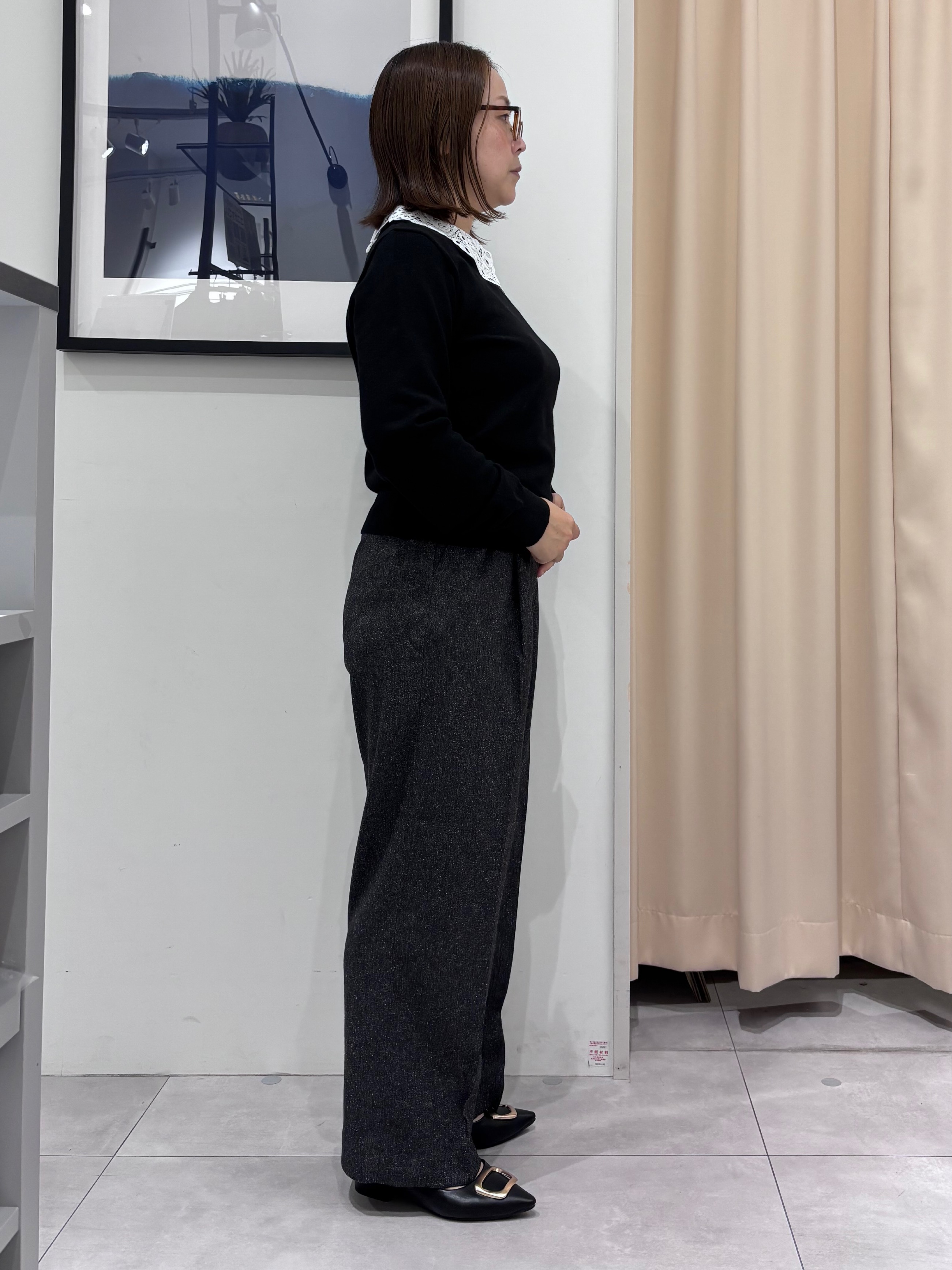 SAKUさんの「THE SHOP TK｜【襟取り外し可能】もにゅ 襟レース付きニット」を使ったコーディネート