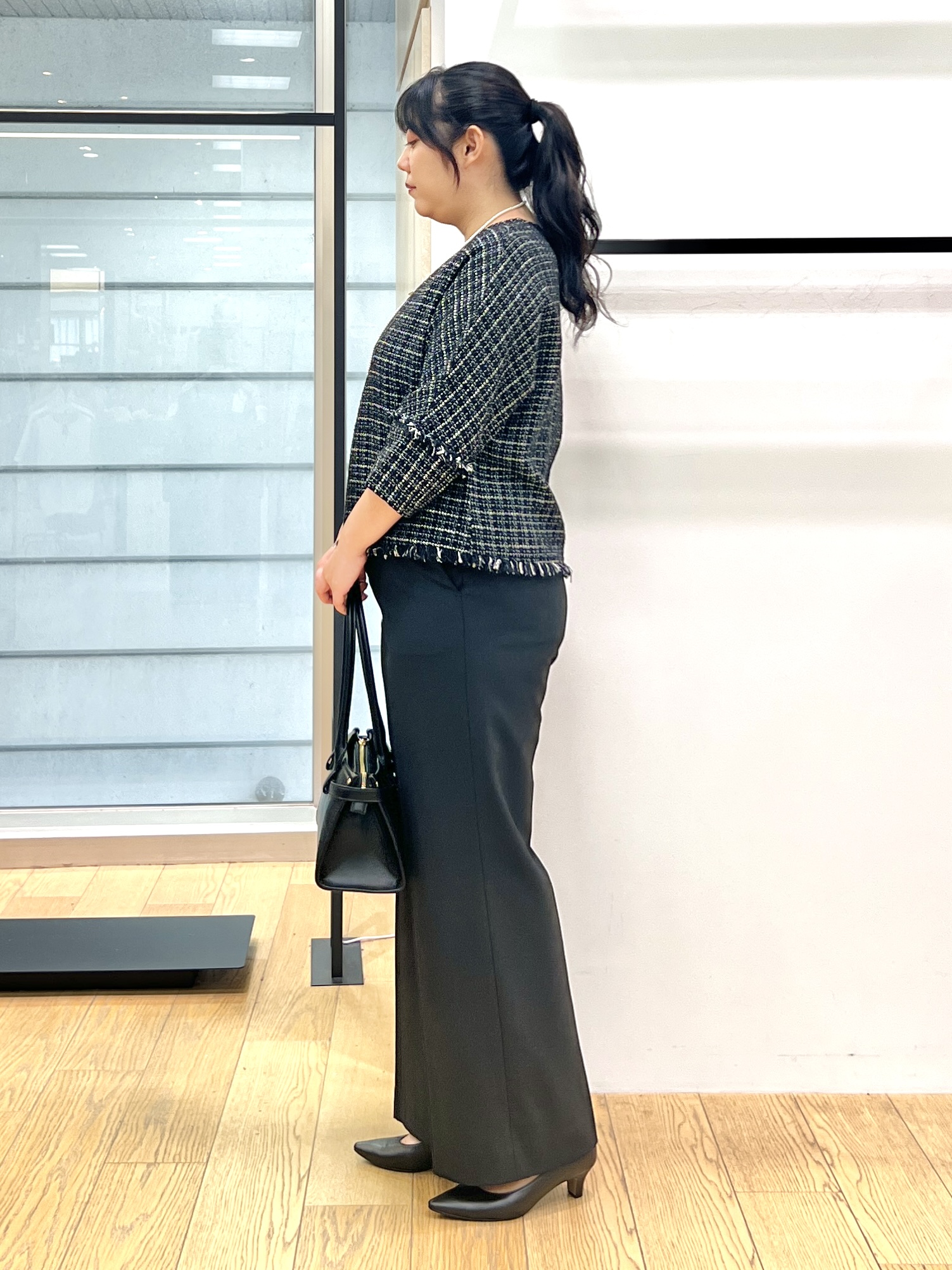 shimaさんの「INDIVI｜【華やか／1枚でサマになる】上品ツイードブラウス」を使ったコーディネート
