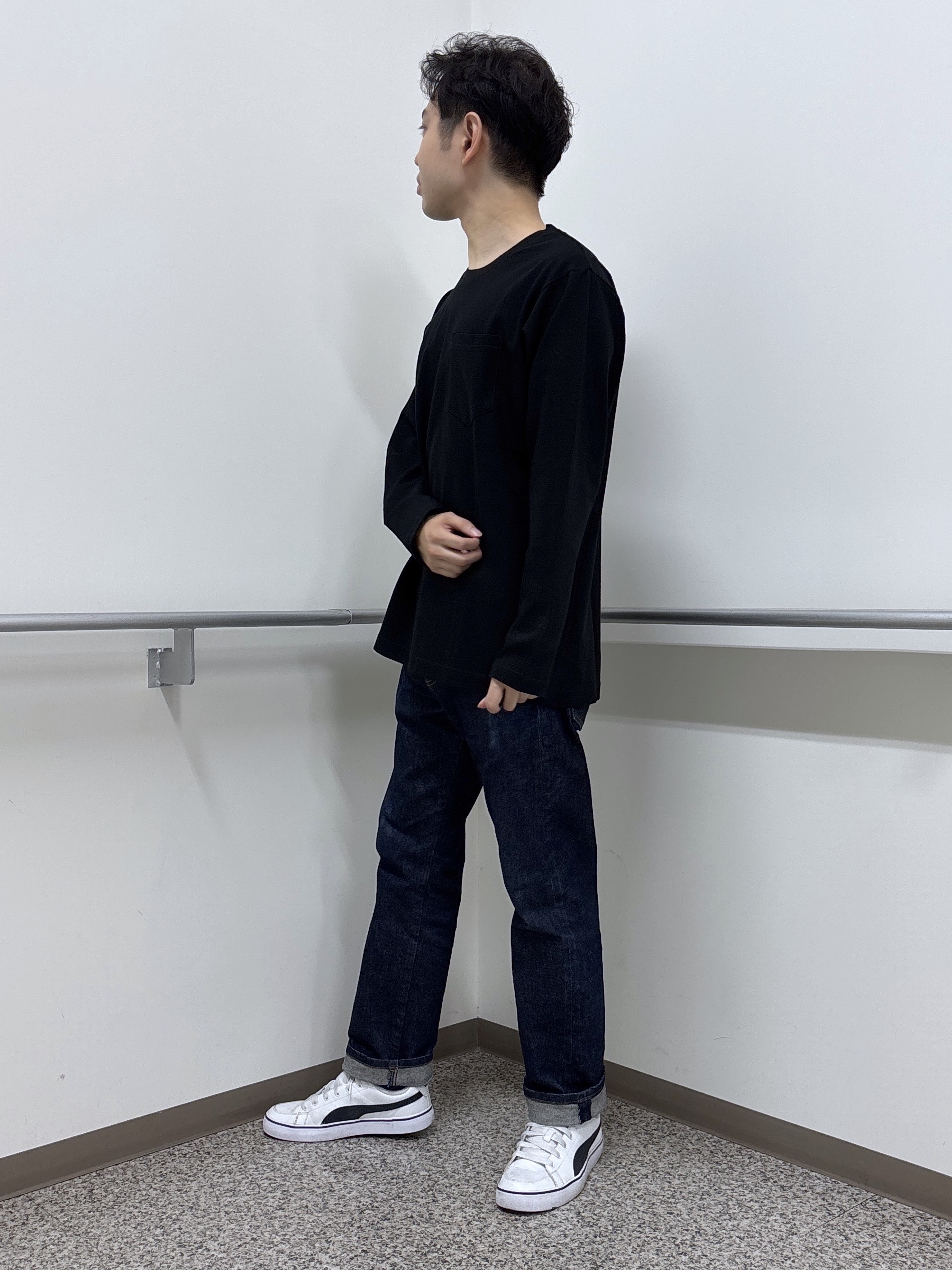 KEIさんの「TAKEO KIKUCHI｜2重編みガーター ボーダー 長袖 Tシャツ」を使ったコーディネート