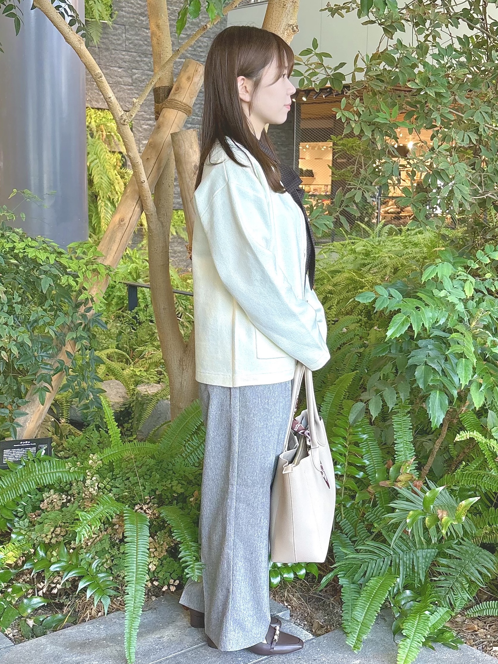 ayumiさんの「OPAQUE.CLIP｜【セットアップ可】ノーカラーミドルコーディガン《洗濯機OK》」を使ったコーディネート