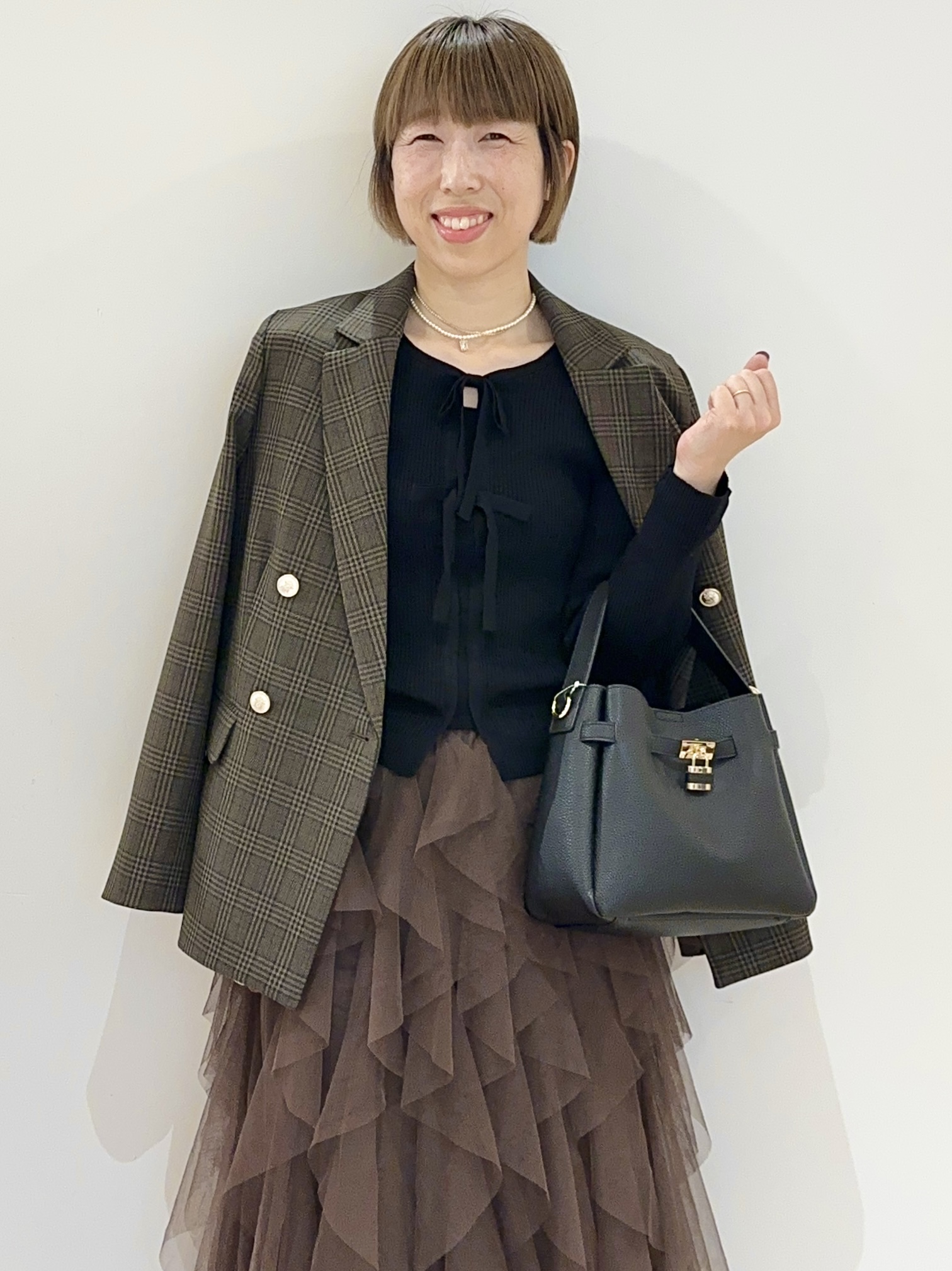 Hana...eさんの「index｜【セットアップ可】ストレッチツイルダブルブレストテーラードジャケット《洗濯機OK／防シワ》」を使ったコーディネート