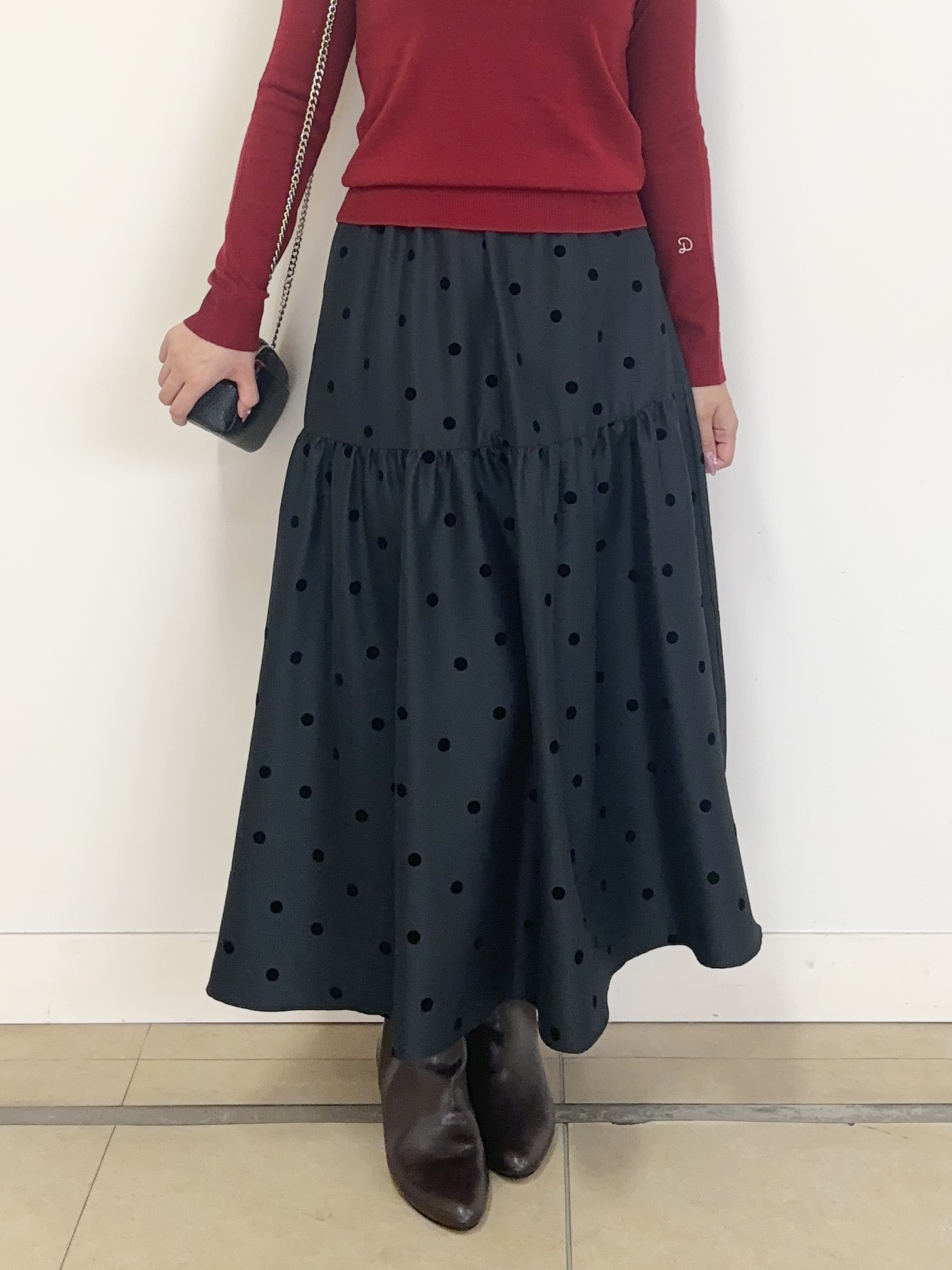 Rinaさんの「DRESSTERIOR｜フロッキードットスカート」を使ったコーディネート