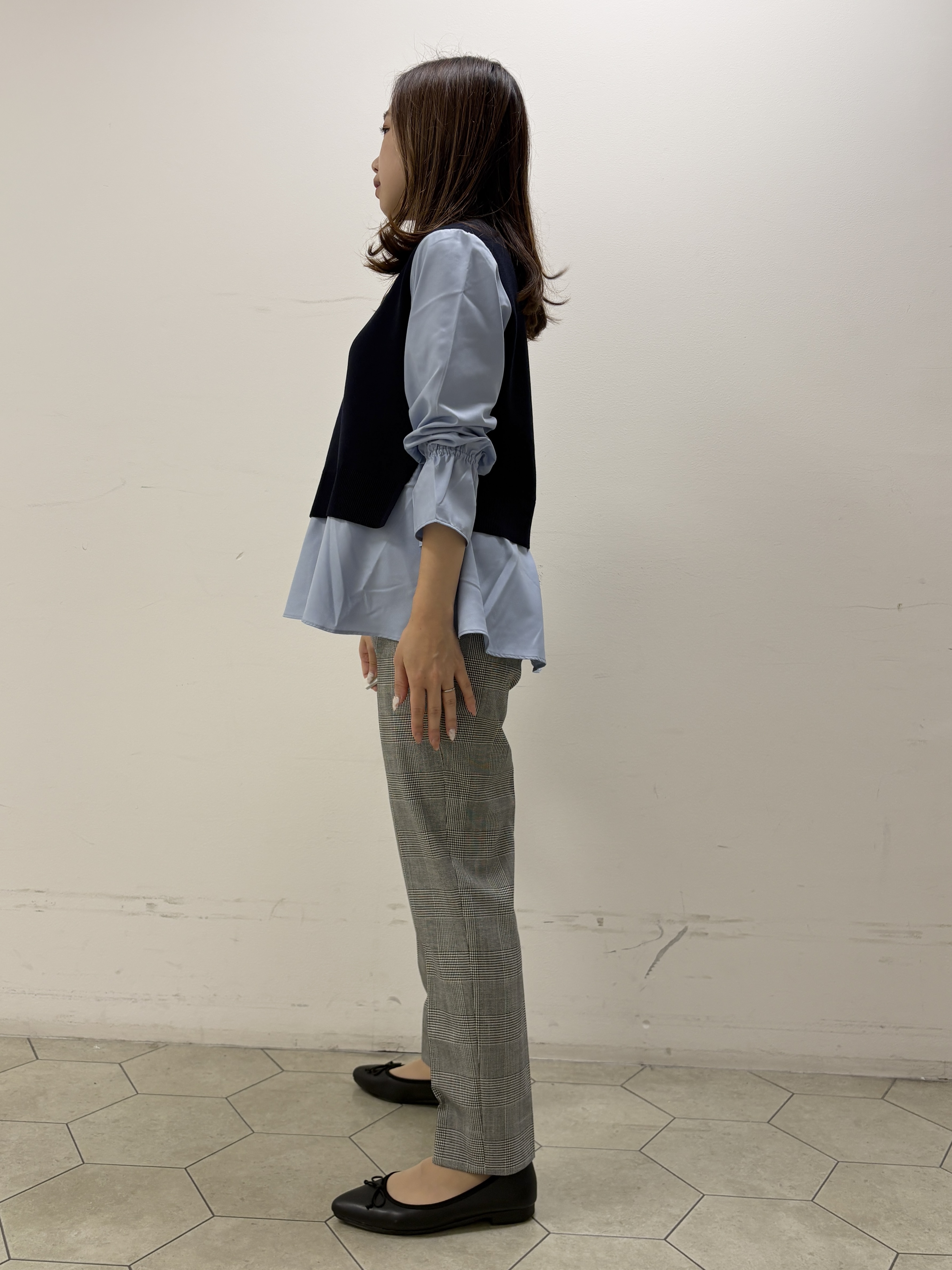 kahoさんの「INDIVI｜【洗える／1枚でコーデ完成】重ね着風ニットトップス」を使ったコーディネート