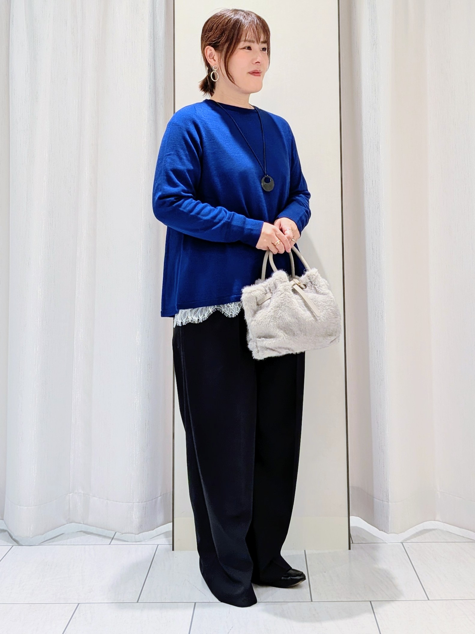 Onumaさんの「UNTITLED｜【きれいに体型カバー/8色展開】Aラインシルエットニットプルオーバー」を使ったコーディネート