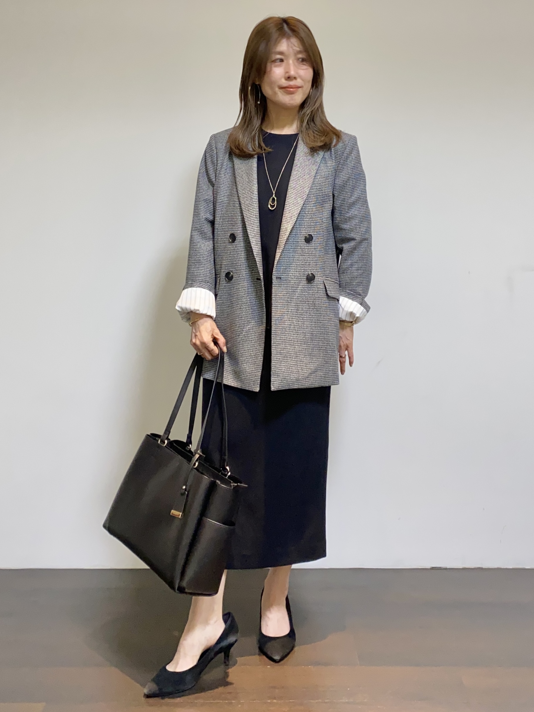 tomoさんの「UNTITLED｜【セットアップ可/秋羽織り】ウールダブルジャケット」を使ったコーディネート