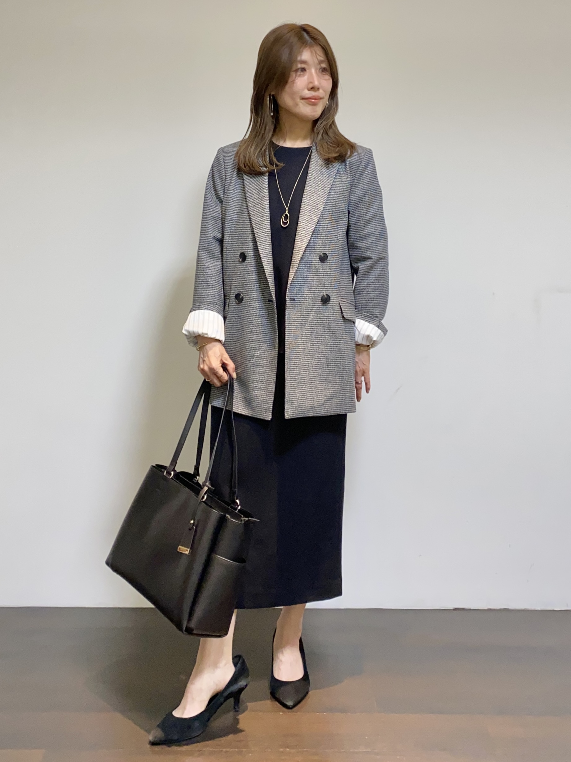 tomoさんの「UNTITLED｜【セットアップ可/秋羽織り】ウールダブルジャケット」を使ったコーディネート