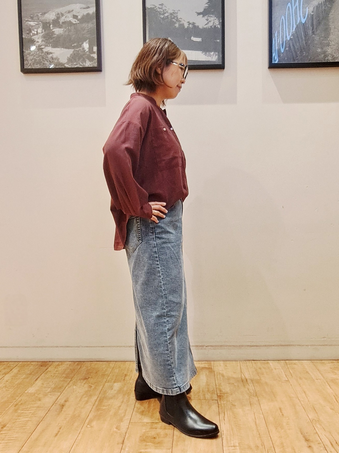 倉沢　和美さんの「SHOO･LA･RUE｜【洗濯後しわになりにくい/S-LL】こなれ見え ゆるっと キーネック金ボタンポケットシャツ」を使ったコーディネート
