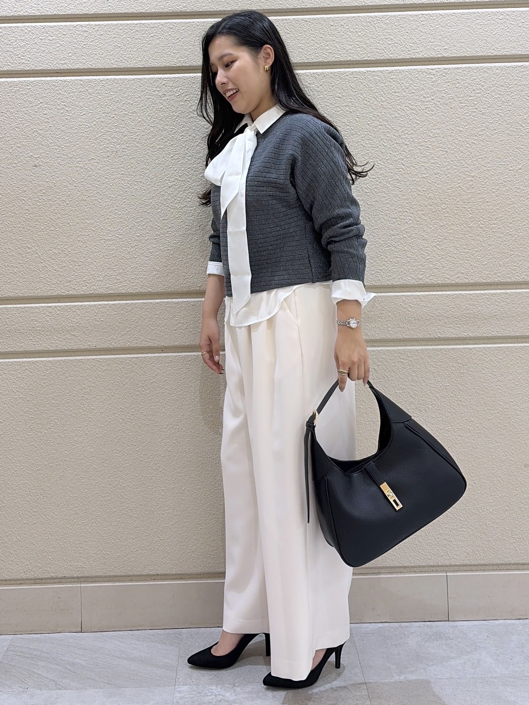 Momokaさんの「COUP DE CHANCE｜【手洗い可／日本製】ドルマンニット」を使ったコーディネート