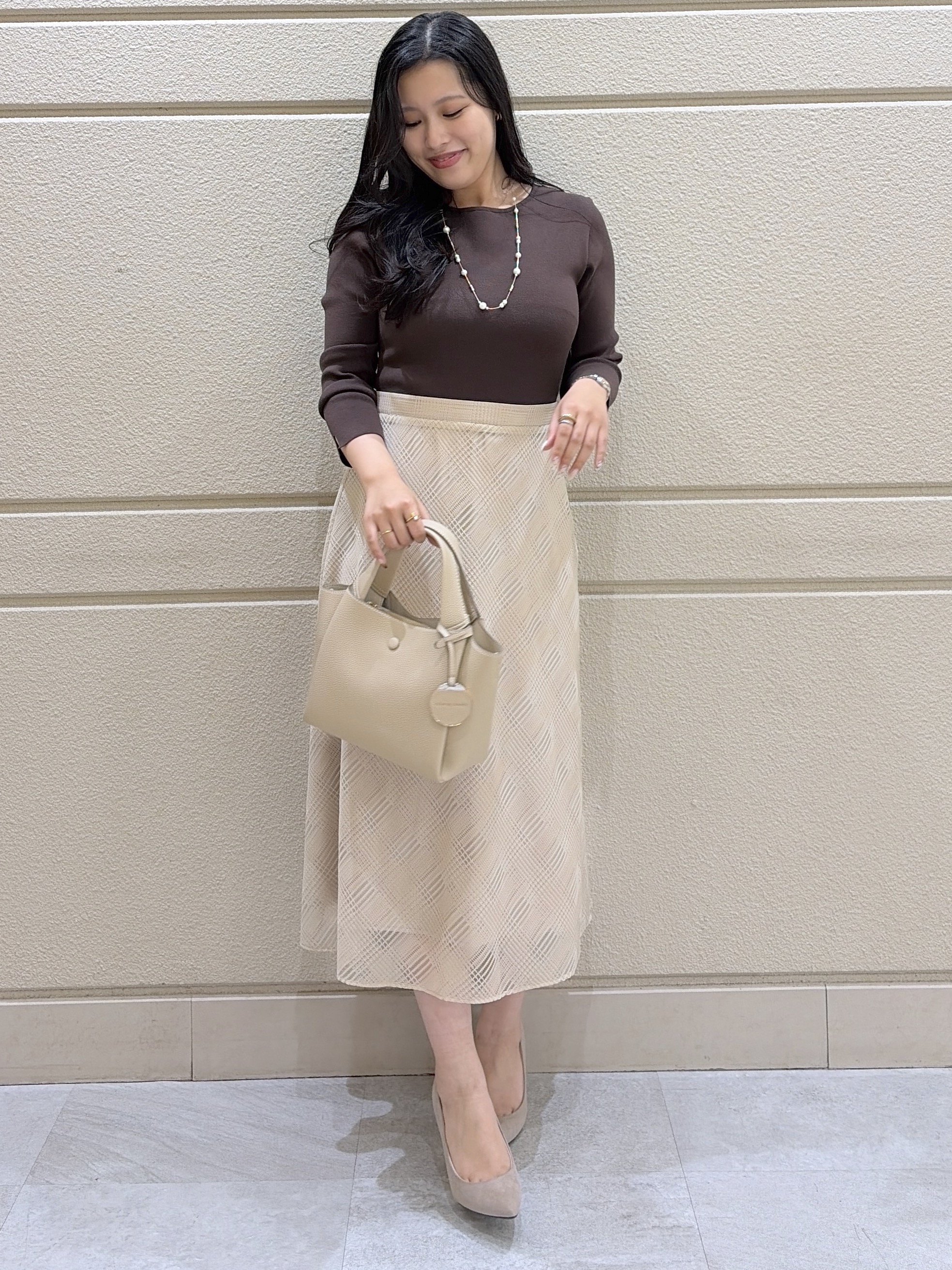 Momokaさんの「COUP DE CHANCE｜【手洗い可／日本製】ニットドッキングフレアワンピース」を使ったコーディネート